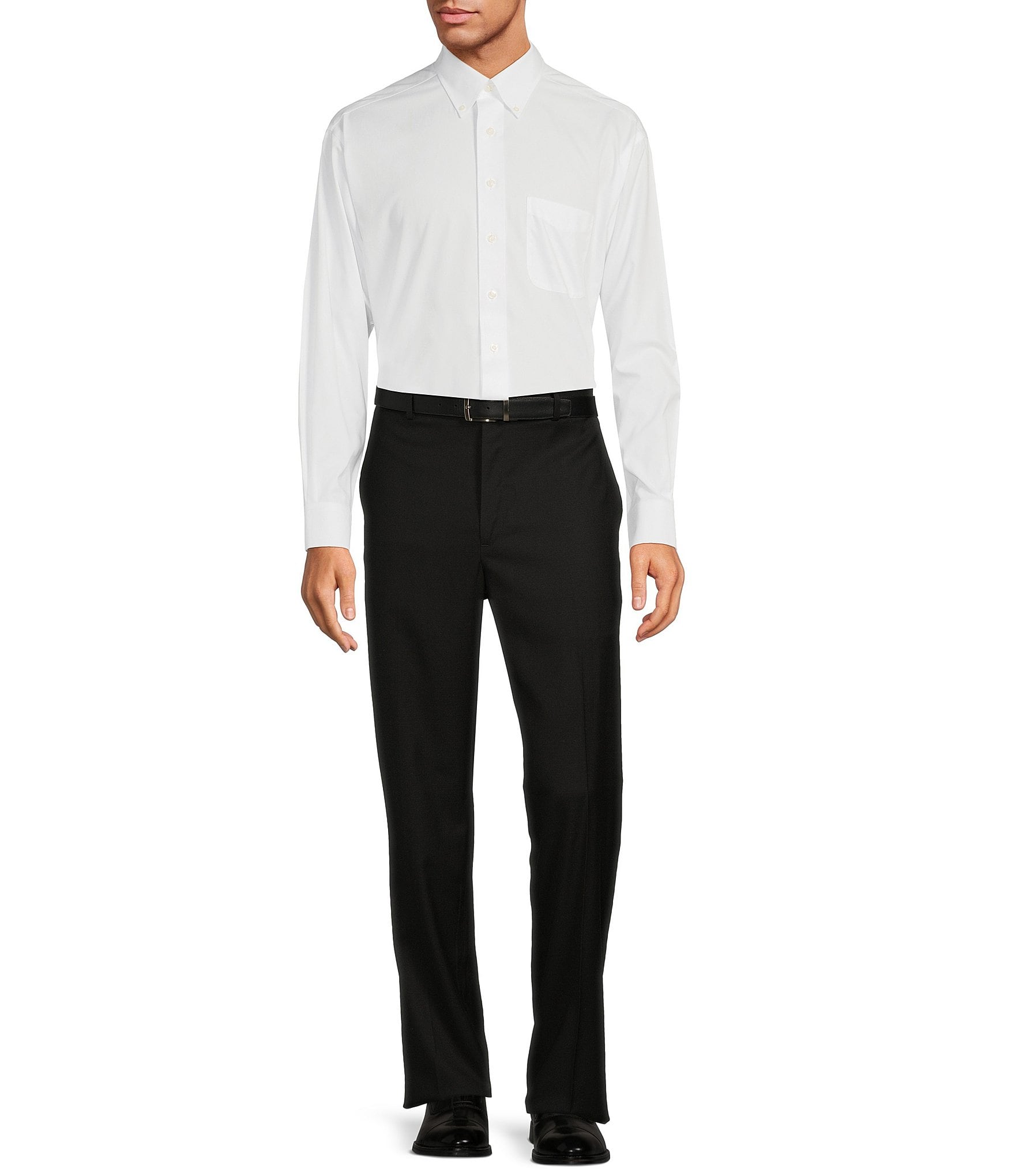 Roundtree & Yorke Luxury Gabardine Ultimate Comfort Straight Fit Flat Front Dress Pants