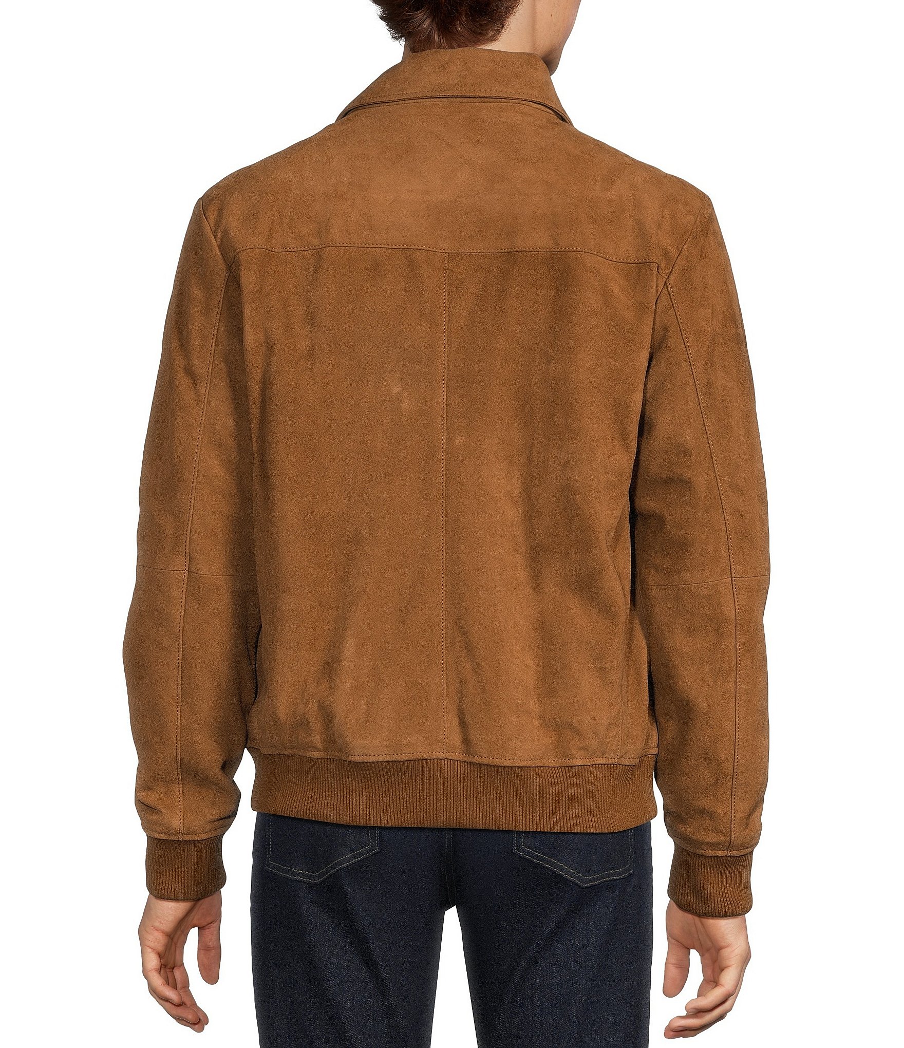 Roundtree & Yorke Suede Finish Leather Bomber Jacket