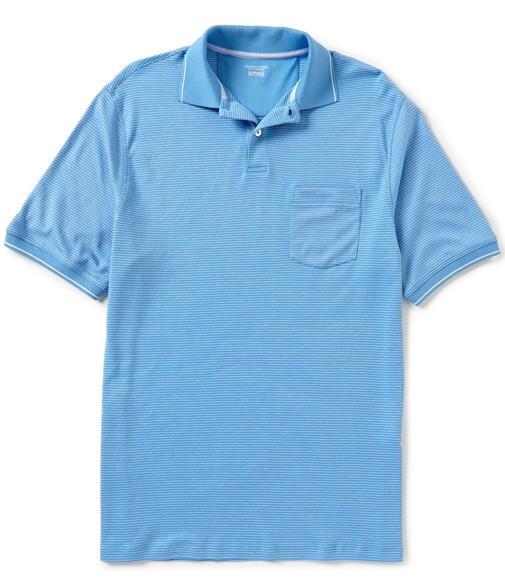 Roundtree & Yorke Supima Cotton Striped Short-Sleeve Polo Shirt | Dillards