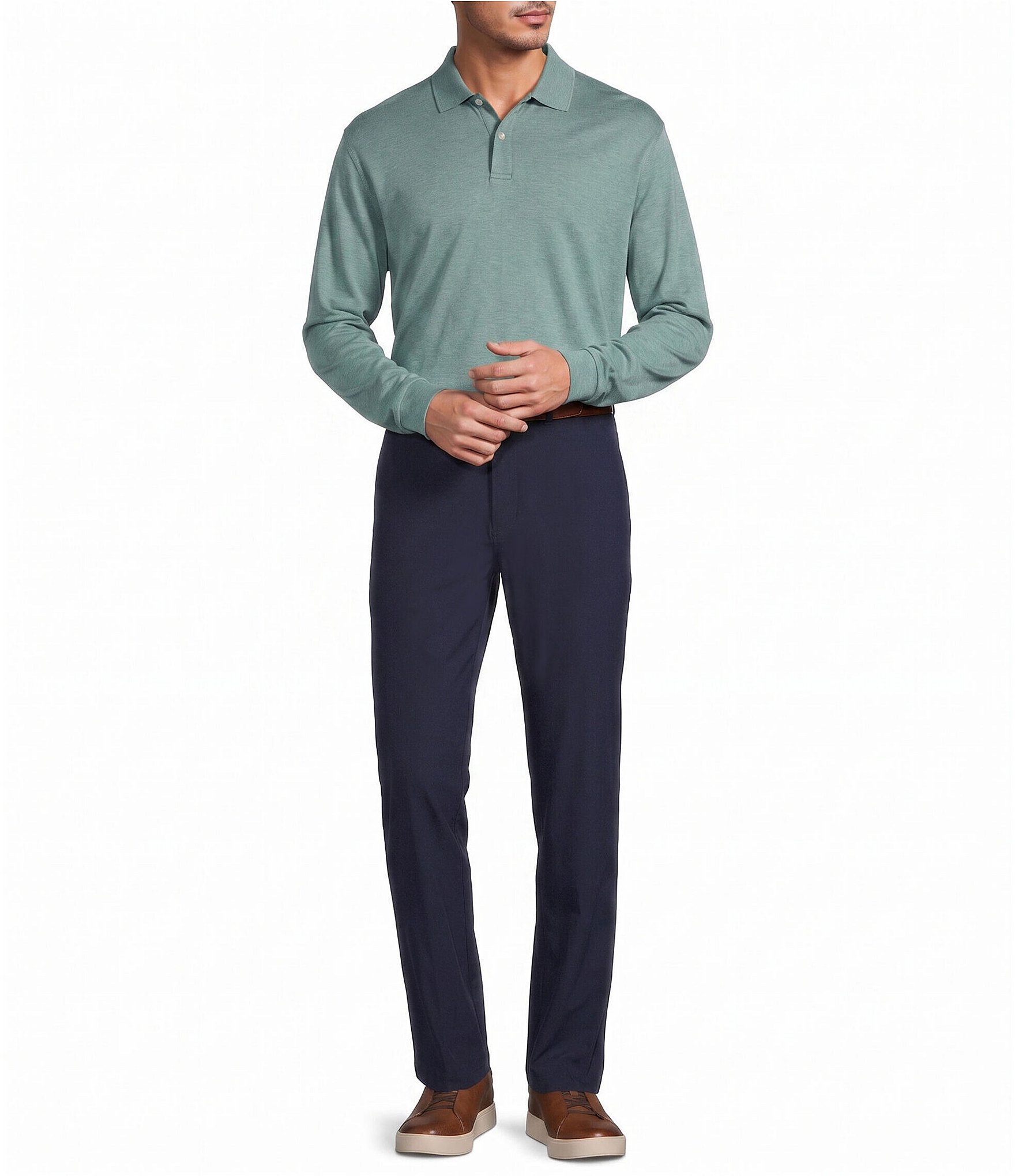 Roundtree & Yorke Supima Long Sleeve Solid Polo