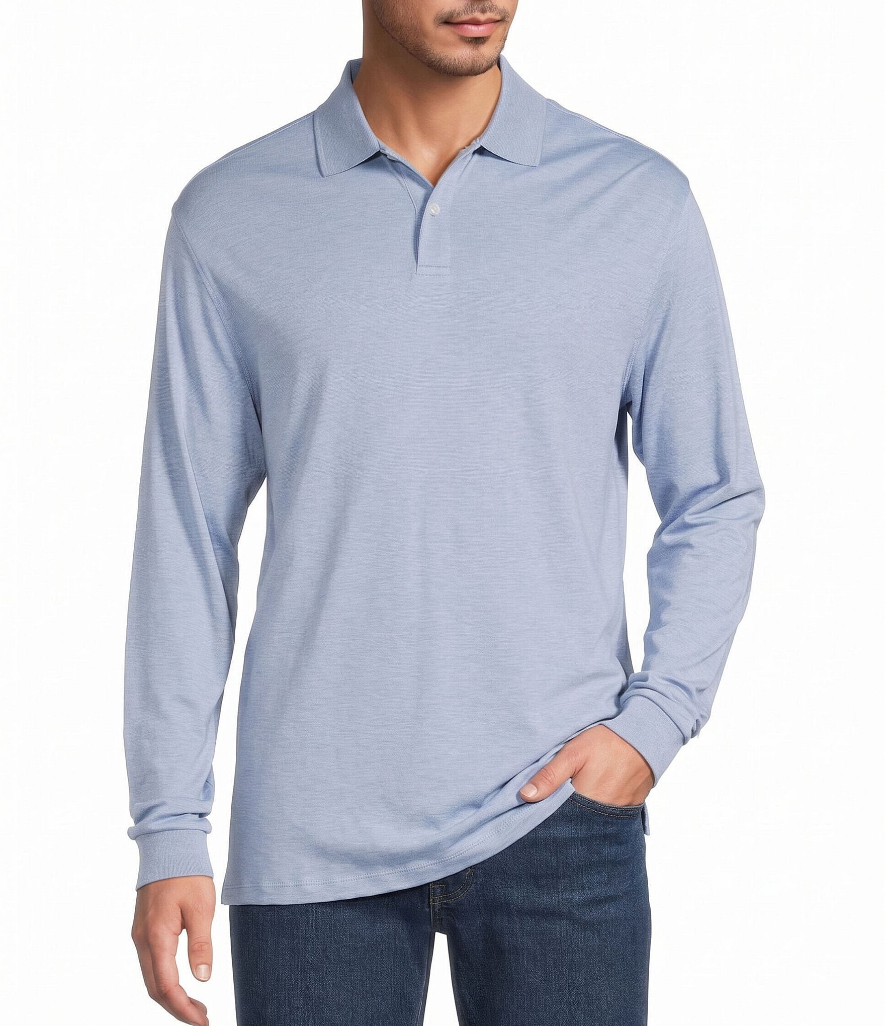 Roundtree & Yorke Supima Long Sleeve Solid Polo