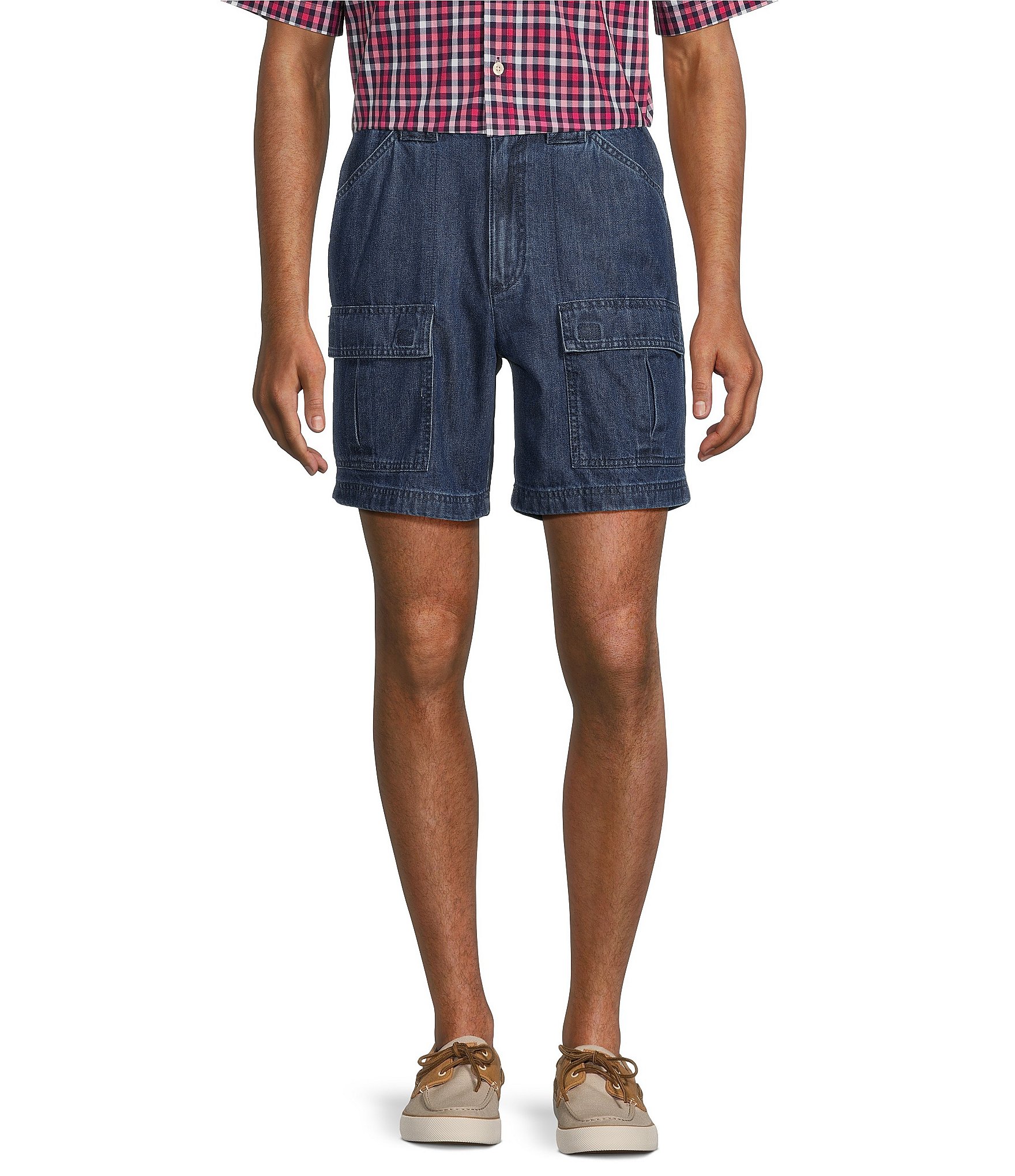 Roundtree & Yorke The Hiker Classic Fit 7#double; Denim Cargo Shorts