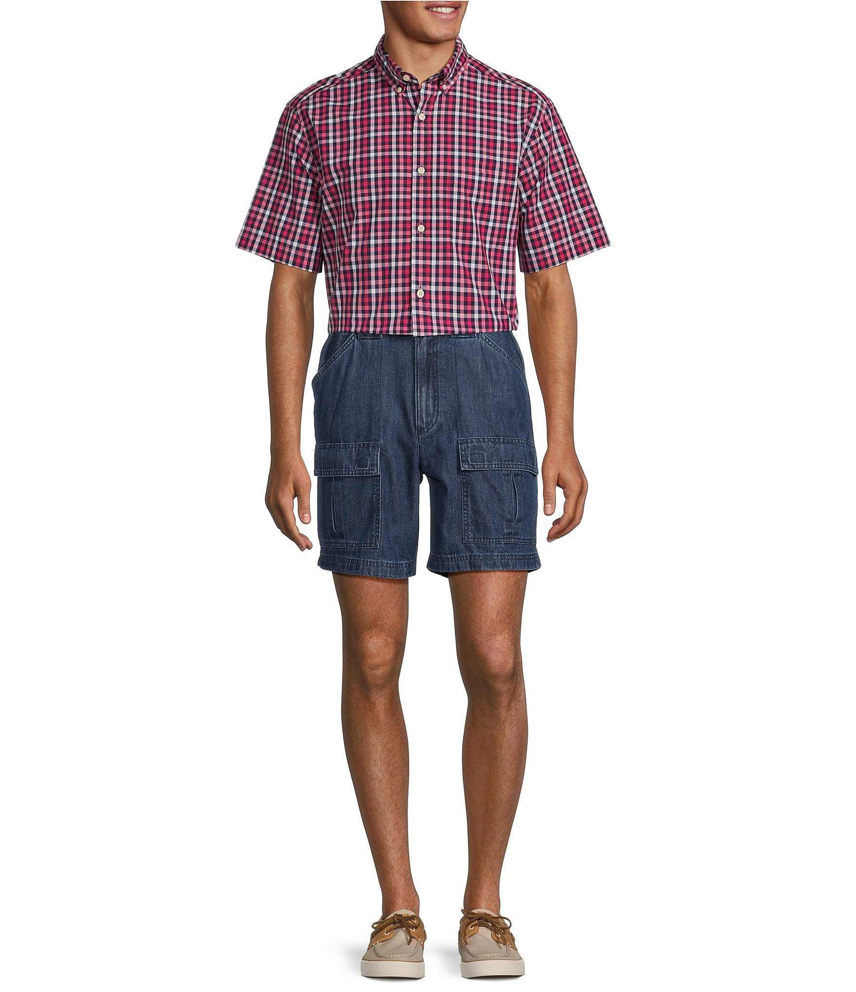 Roundtree & Yorke The Hiker Classic Fit 7#double; Denim Cargo Shorts