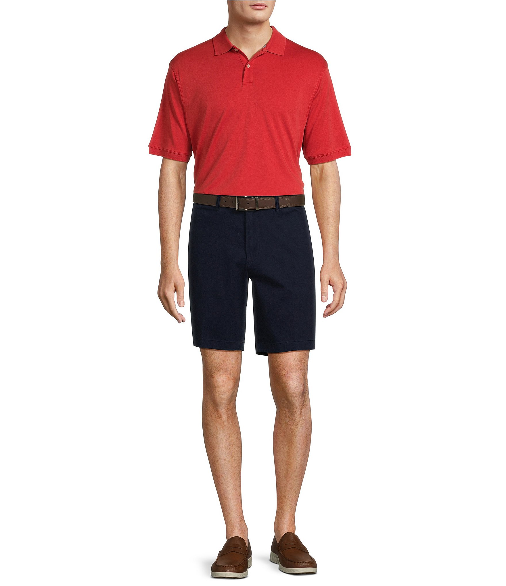 Roundtree & Yorke The Cloud Collection 9#double; Flat Front Washed Chino Shorts