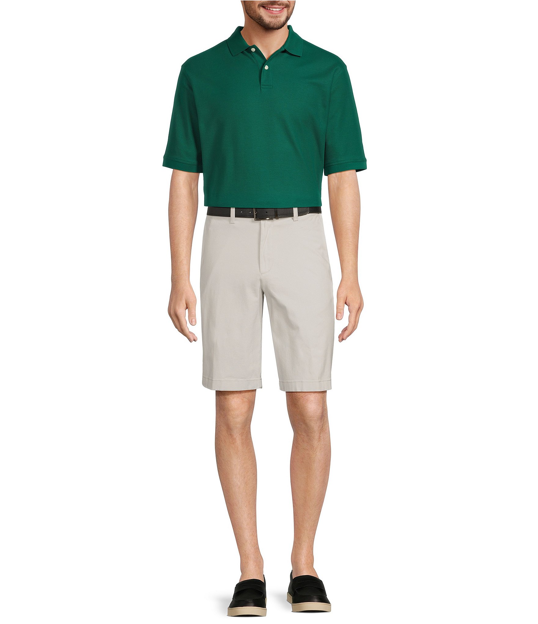 Roundtree & Yorke The Cloud Short Collection 11#double; Flat Front Washed Chino Shorts