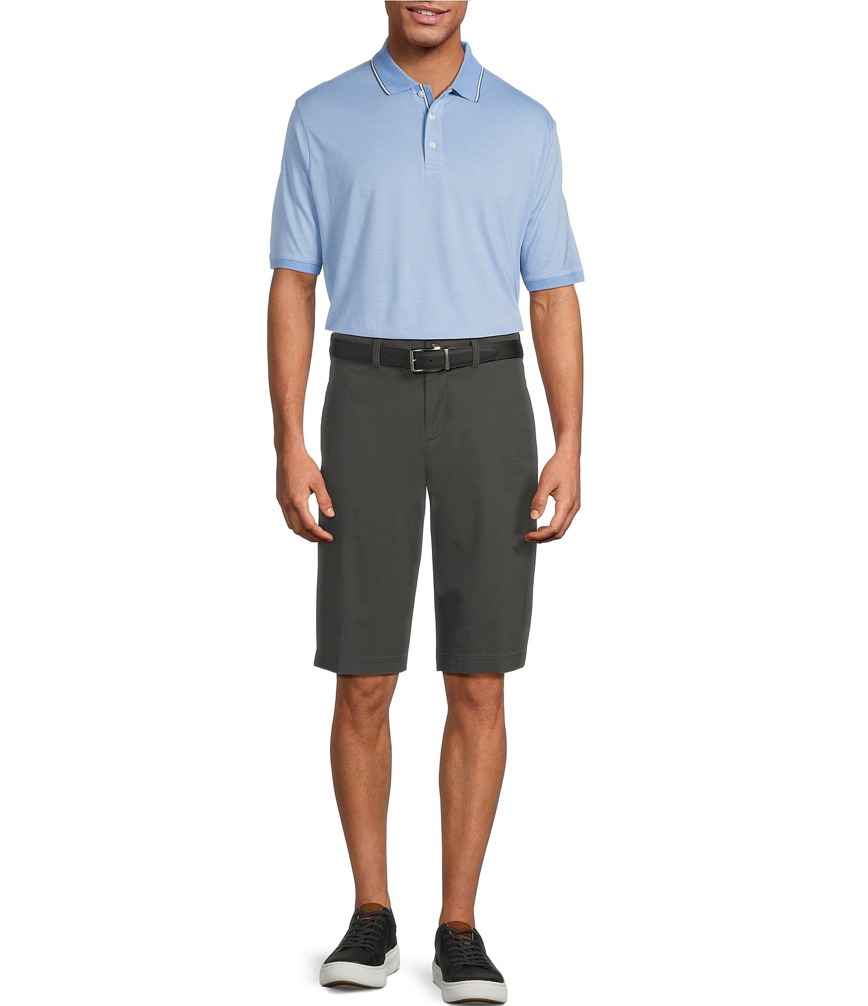 Roundtree & Yorke The Cloud Washed Classic Fit Flat Front 13#double; Chino Shorts