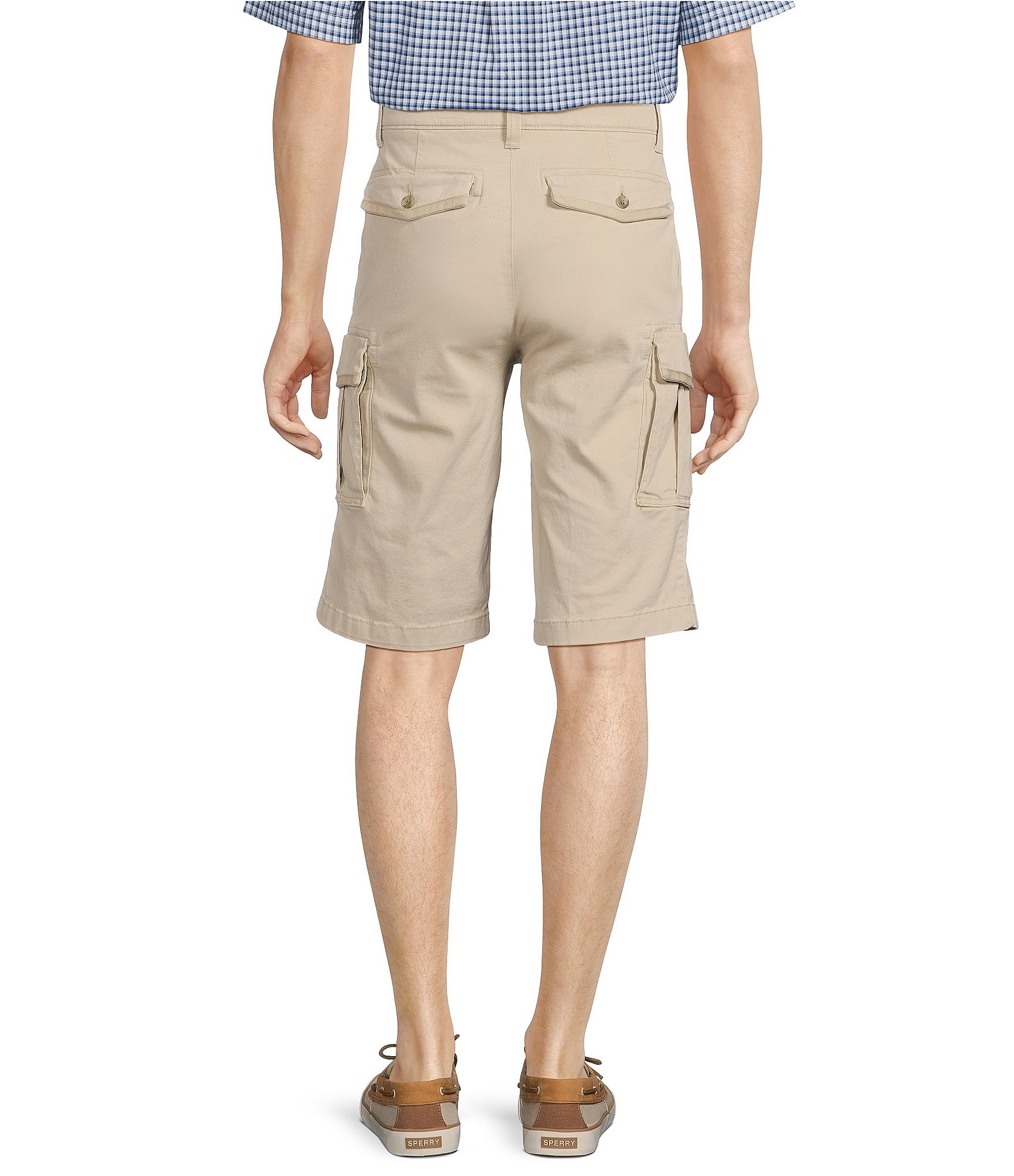 Roundtree & Yorke The R&R Classic Fit 13#double; Washed Twill Cargo Shorts