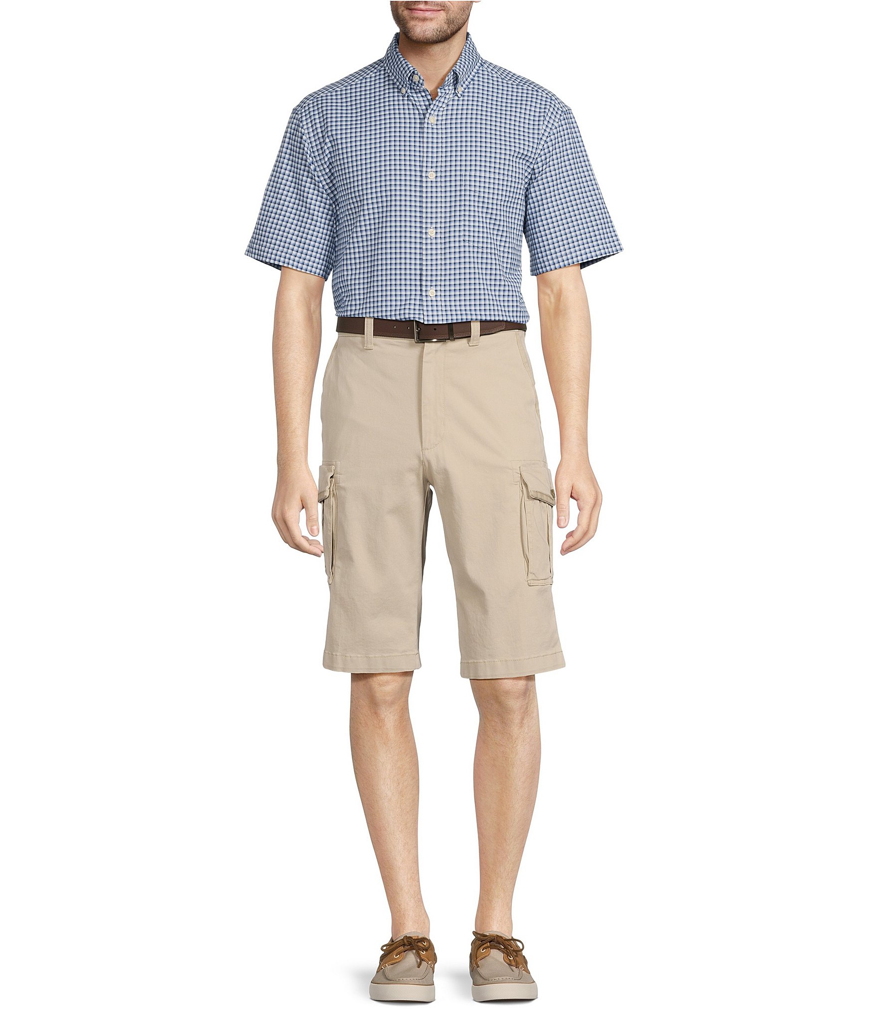 Roundtree & Yorke The R&R Classic Fit 13#double; Washed Twill Cargo Shorts