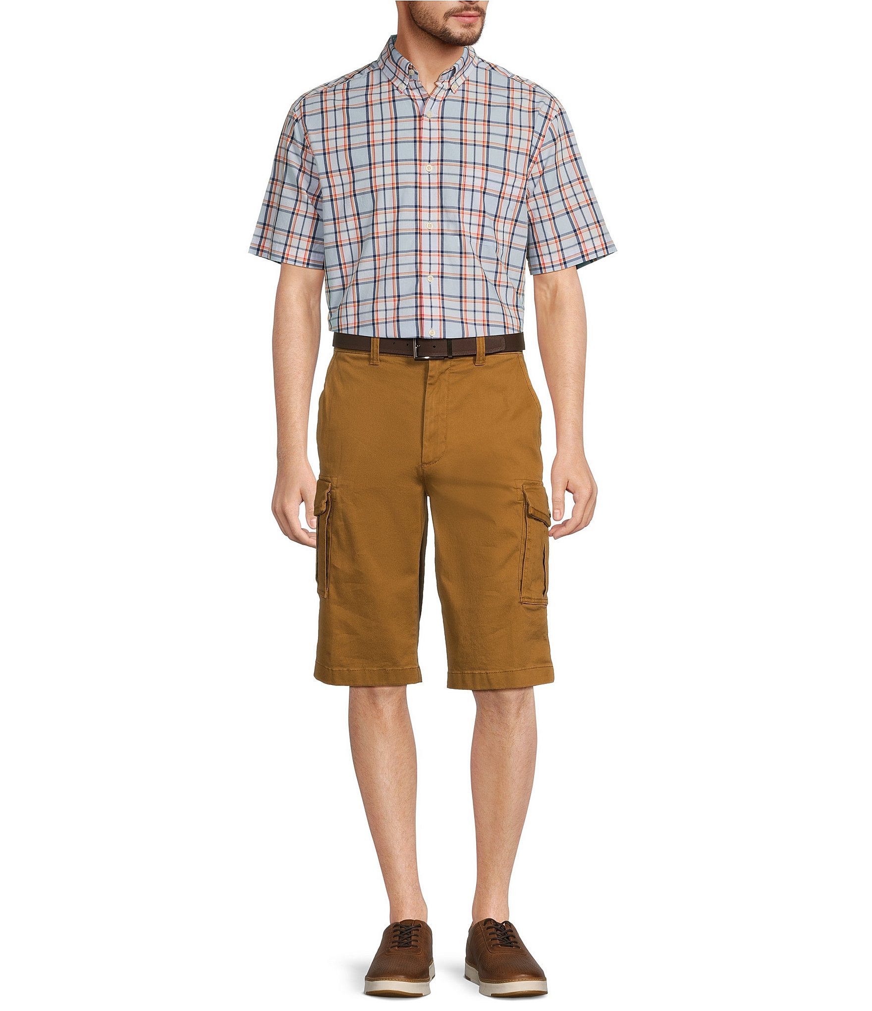 Roundtree & Yorke The R&R Classic Fit 13#double; Washed Twill Cargo Shorts