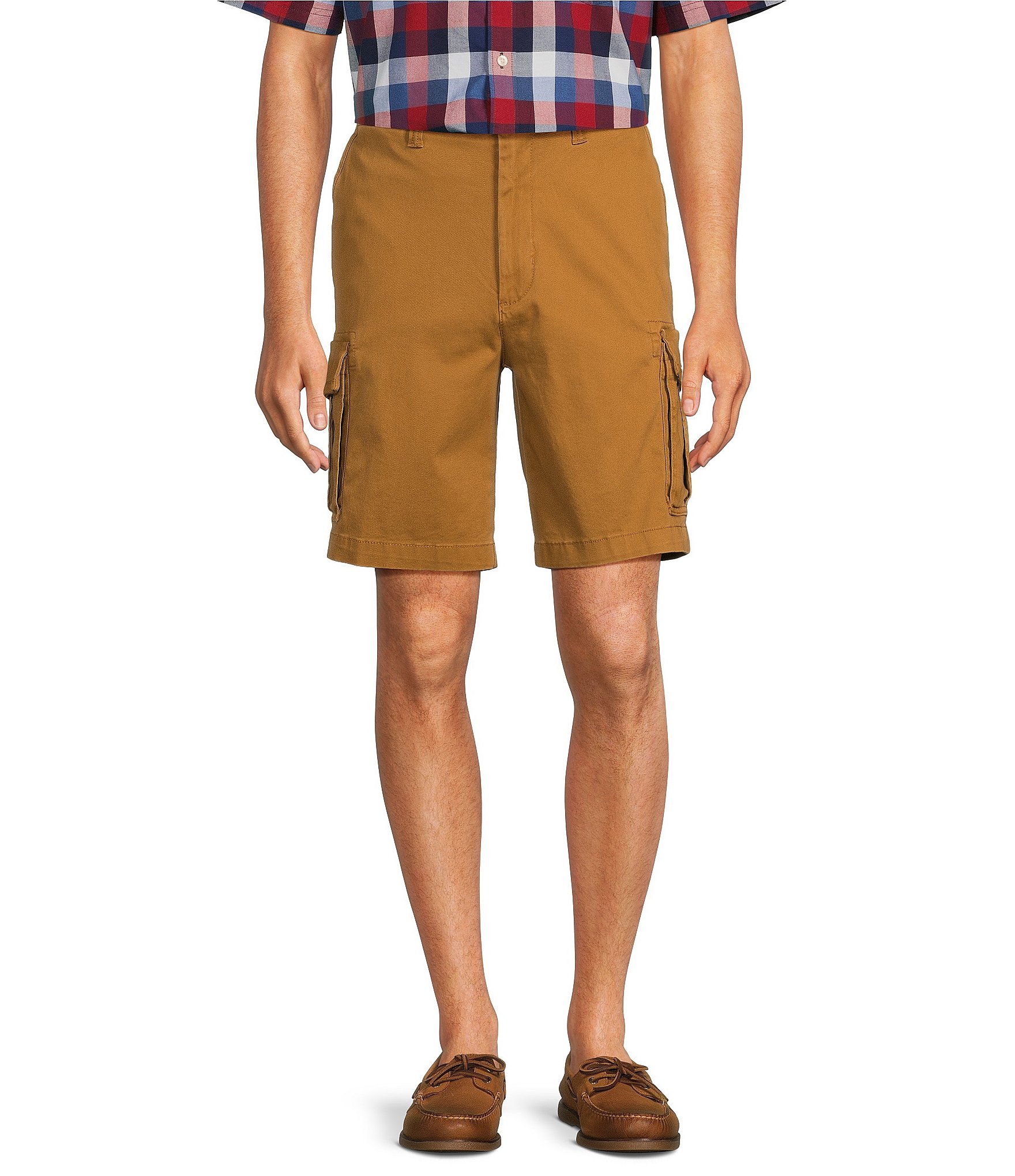 Roundtree & Yorke The R&R Classic Fit 9#double; Washed Twill Cargo Shorts