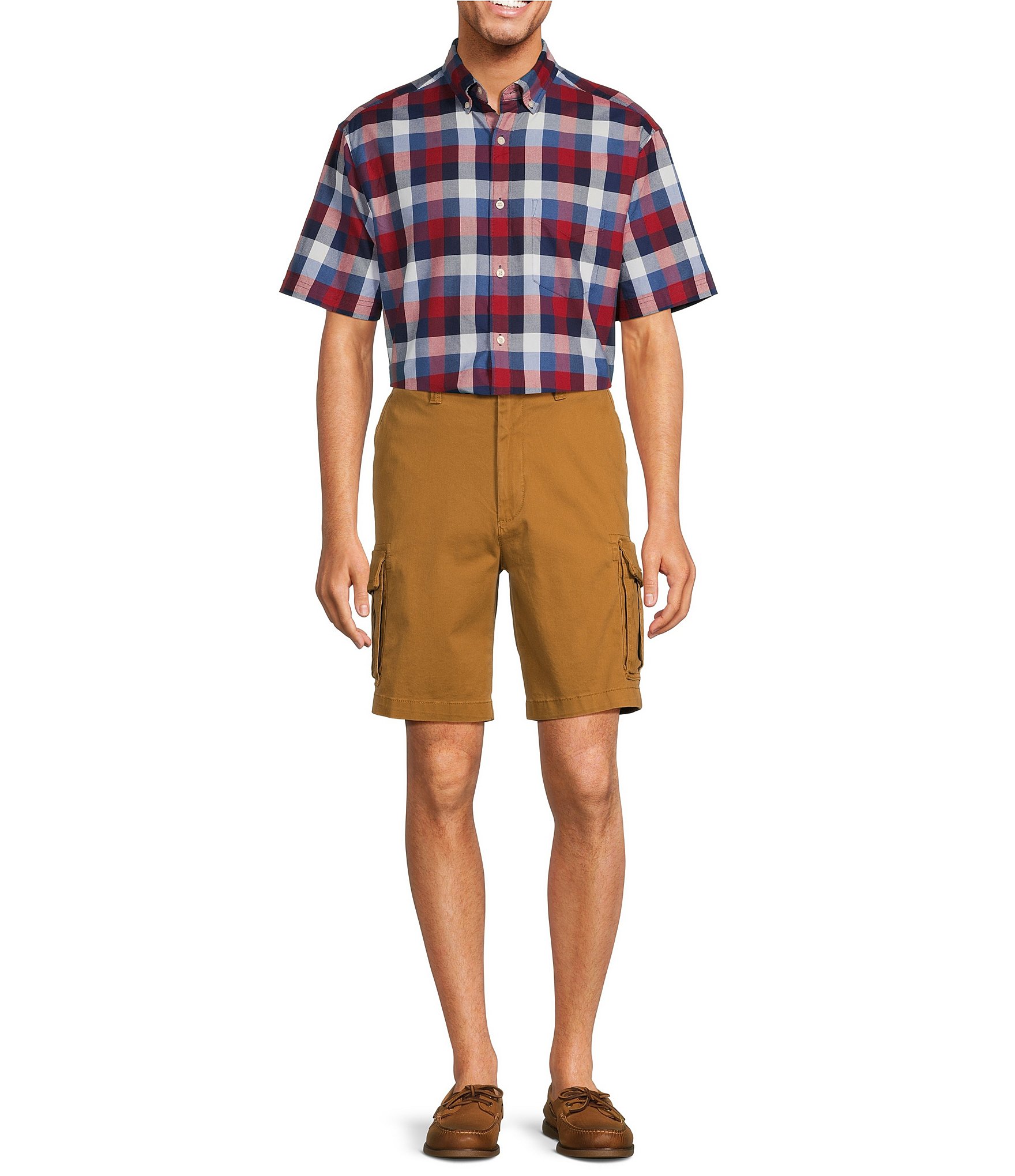 Roundtree & Yorke The R&R Classic Fit 9#double; Washed Twill Cargo Shorts