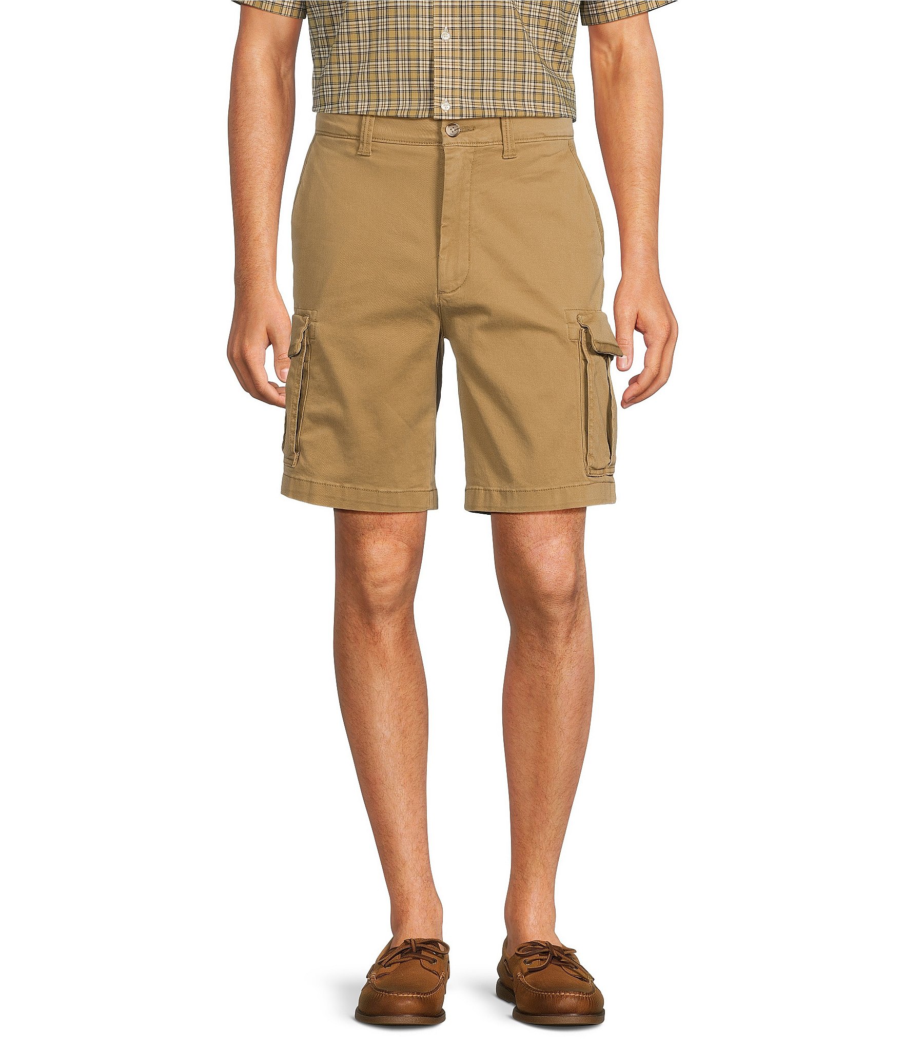 Roundtree & Yorke The R&R Classic Fit 9#double; Washed Twill Cargo Shorts