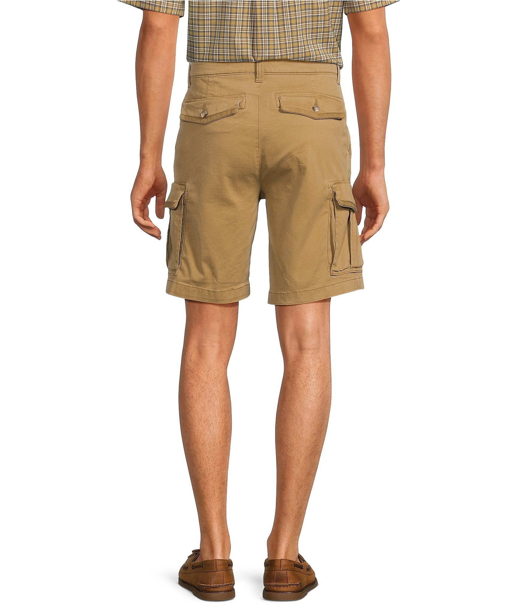 Roundtree & Yorke The R&R Classic Fit 9#double; Washed Twill Cargo Shorts