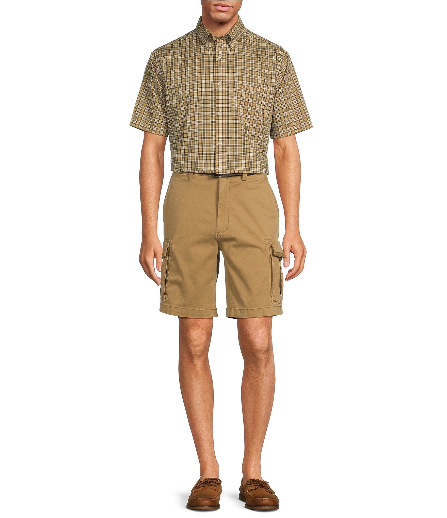 Roundtree & Yorke The R&R Classic Fit 9#double; Washed Twill Cargo Shorts