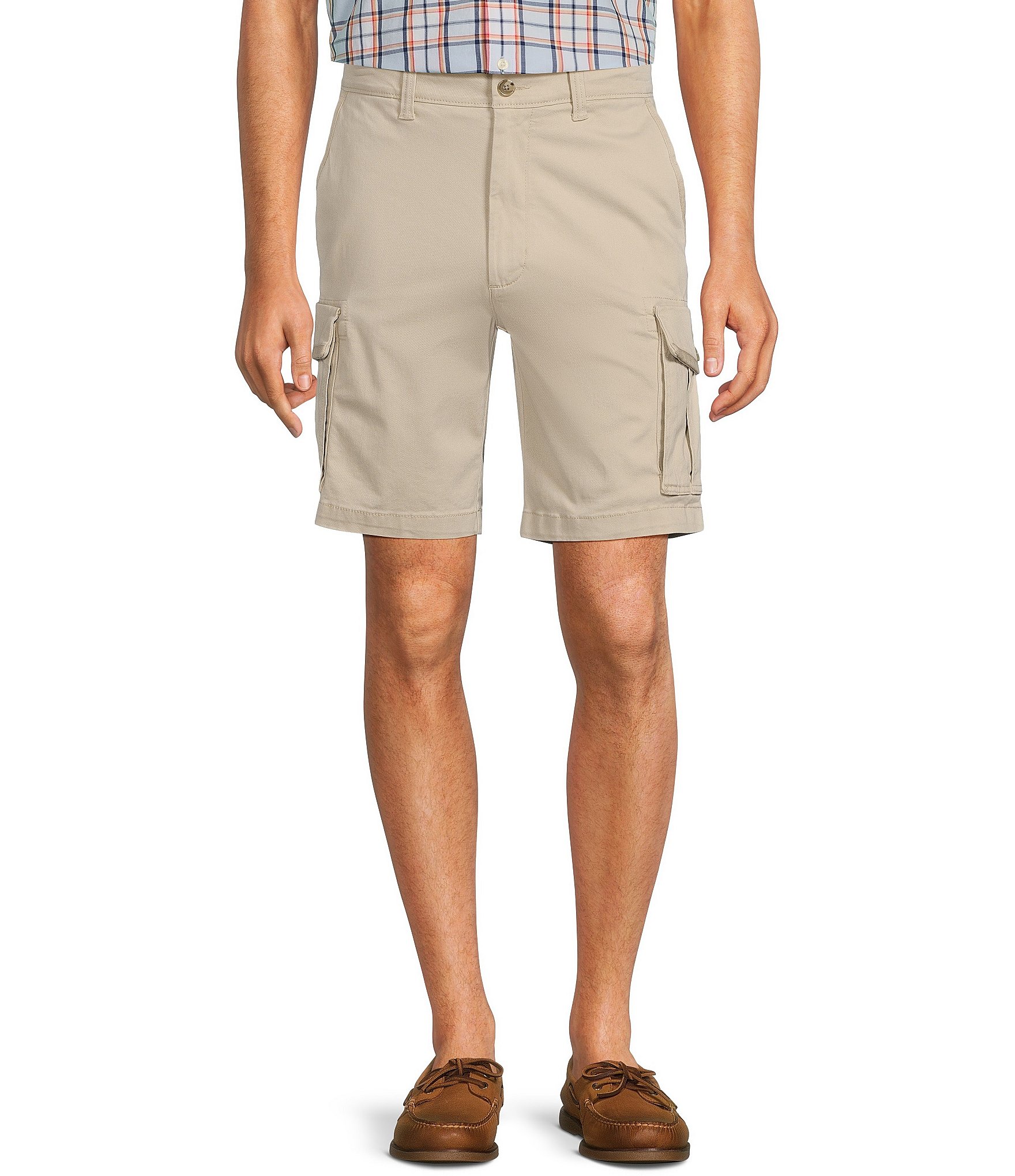 Roundtree & Yorke The R&R Classic Fit 9#double; Washed Twill Cargo Shorts