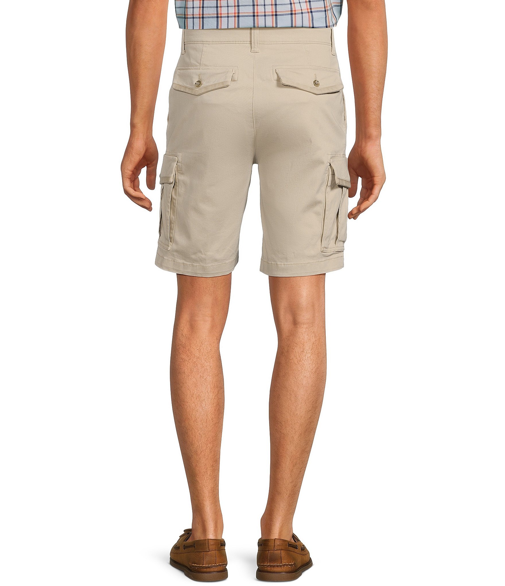 Roundtree & Yorke The R&R Classic Fit 9#double; Washed Twill Cargo Shorts