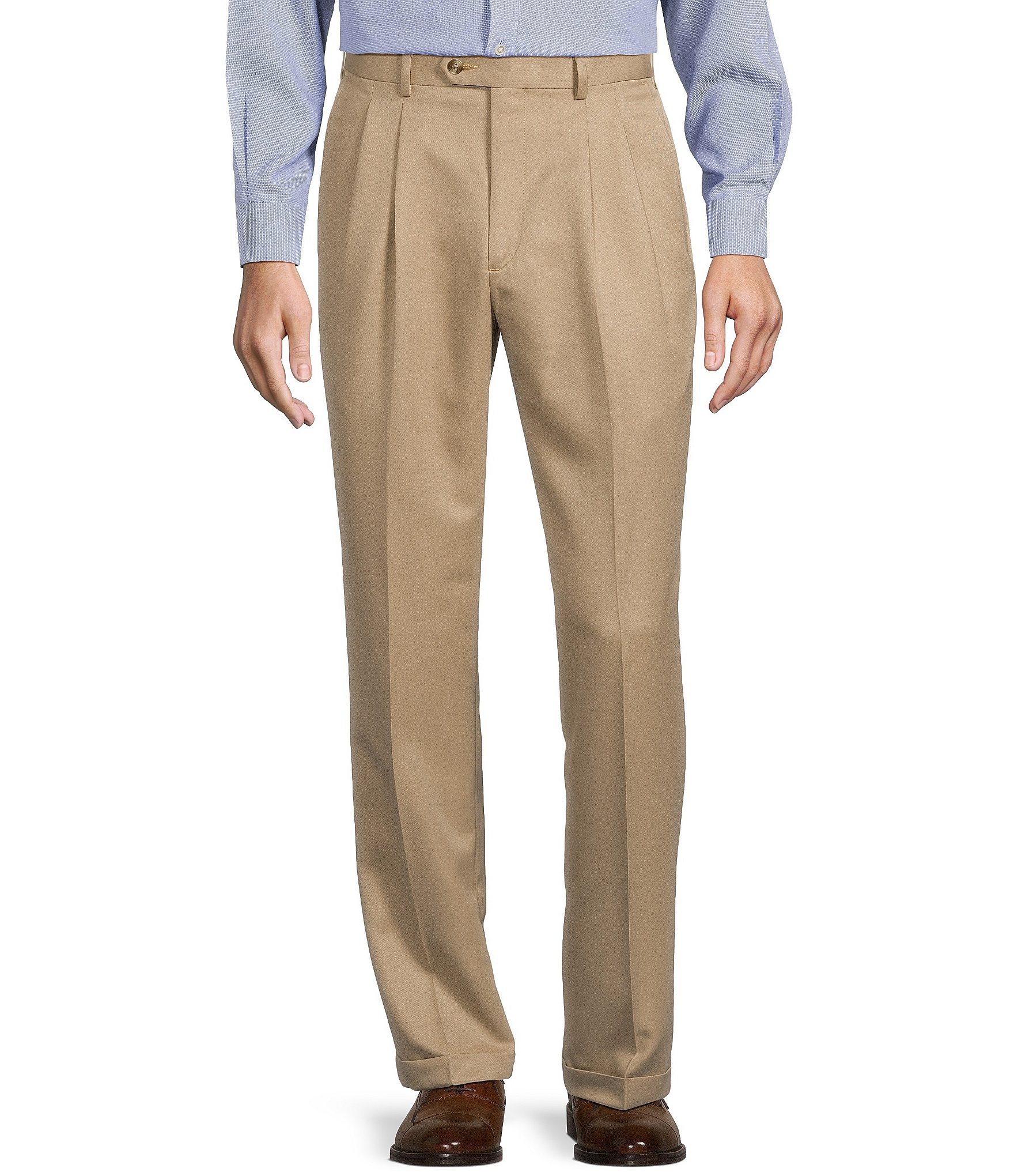 Roundtree & Yorke TravelSmart Classic Fit Non-Iron Ultimate Comfort  Microfiber Pleated-Front Dress Pants