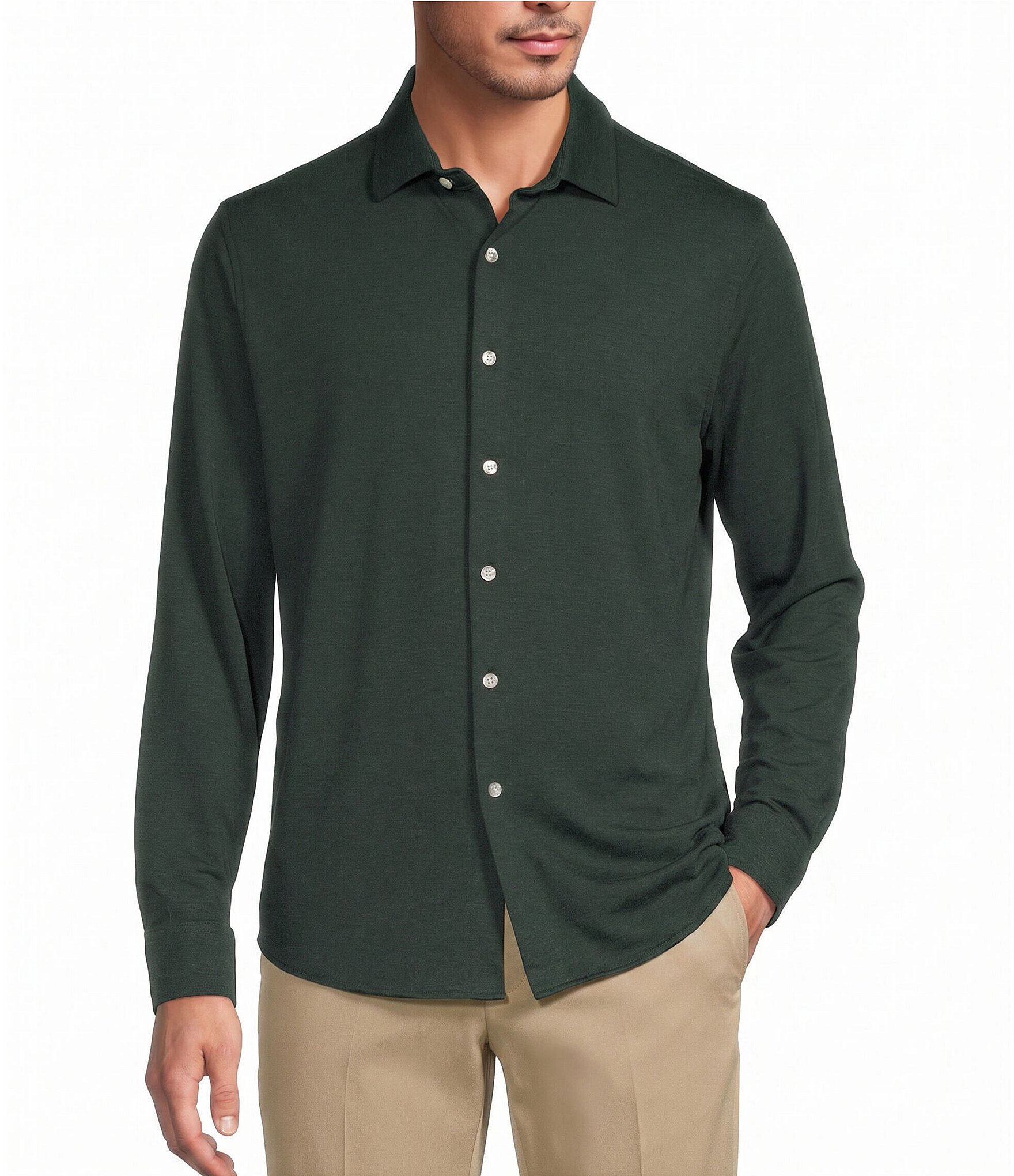Roundtree & Yorke Travel Smart Solid Coat Front Shirt