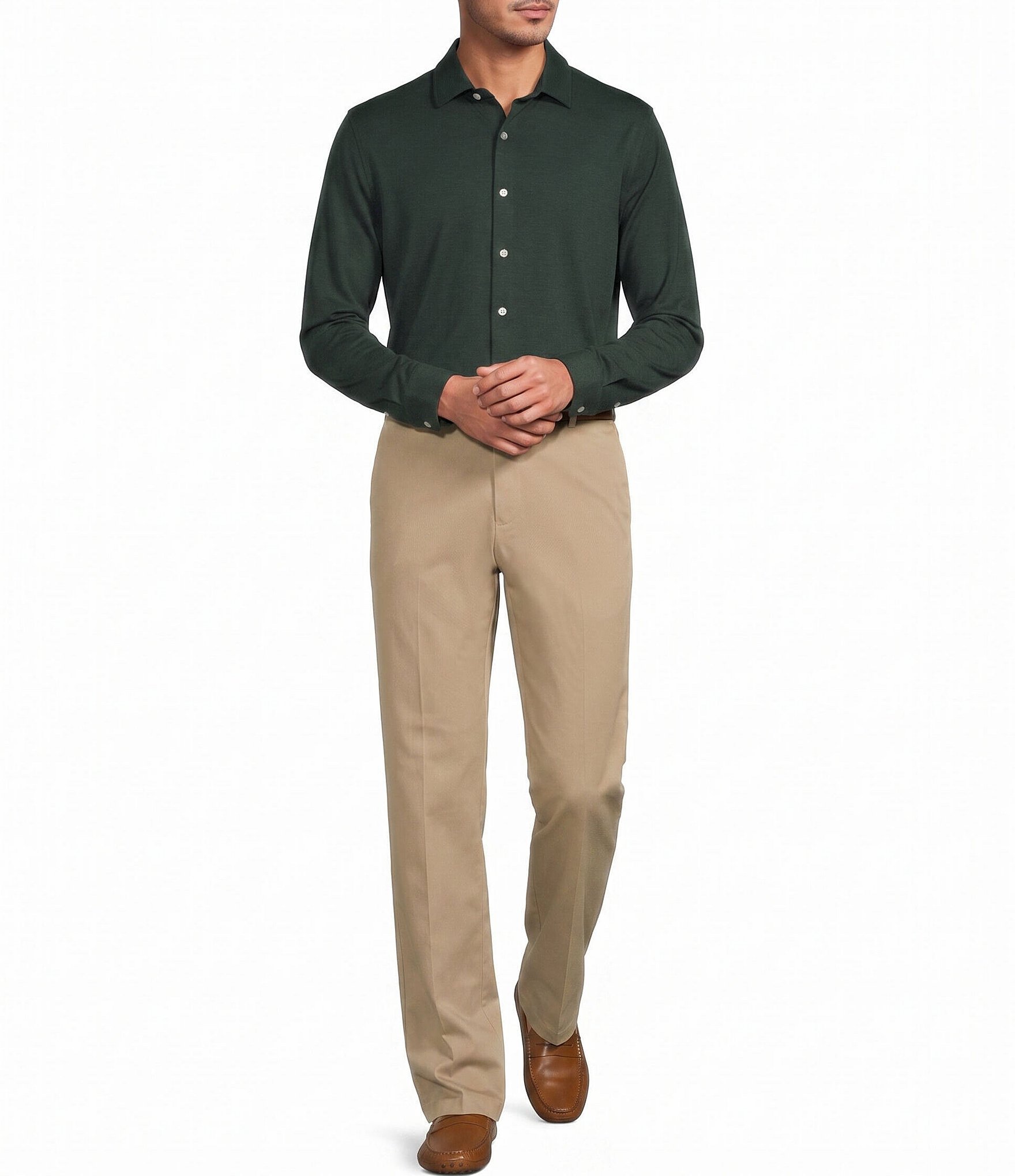 Roundtree & Yorke Travel Smart Solid Coat Front Shirt