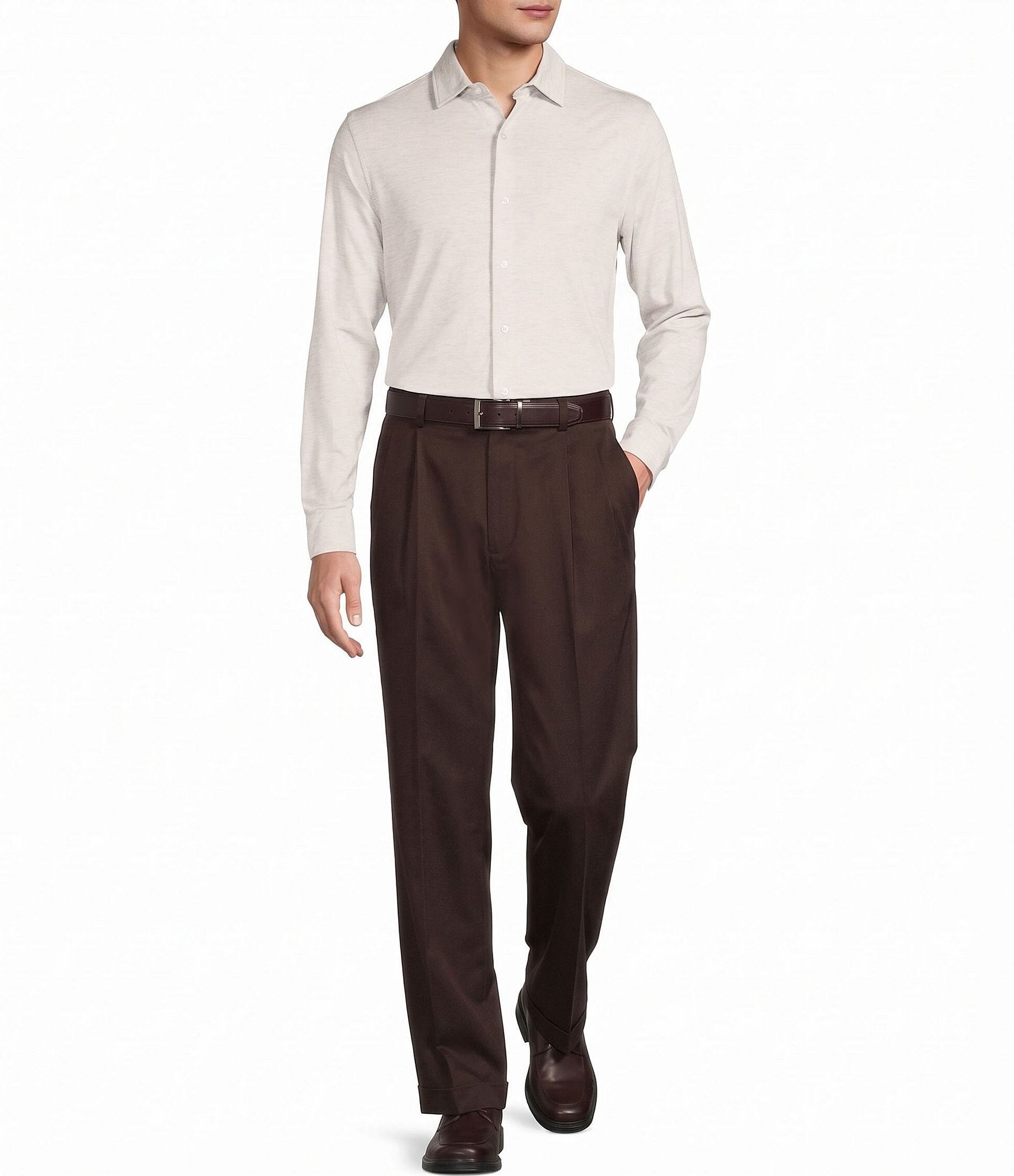 Roundtree & Yorke Travel Smart Solid Coat Front Shirt