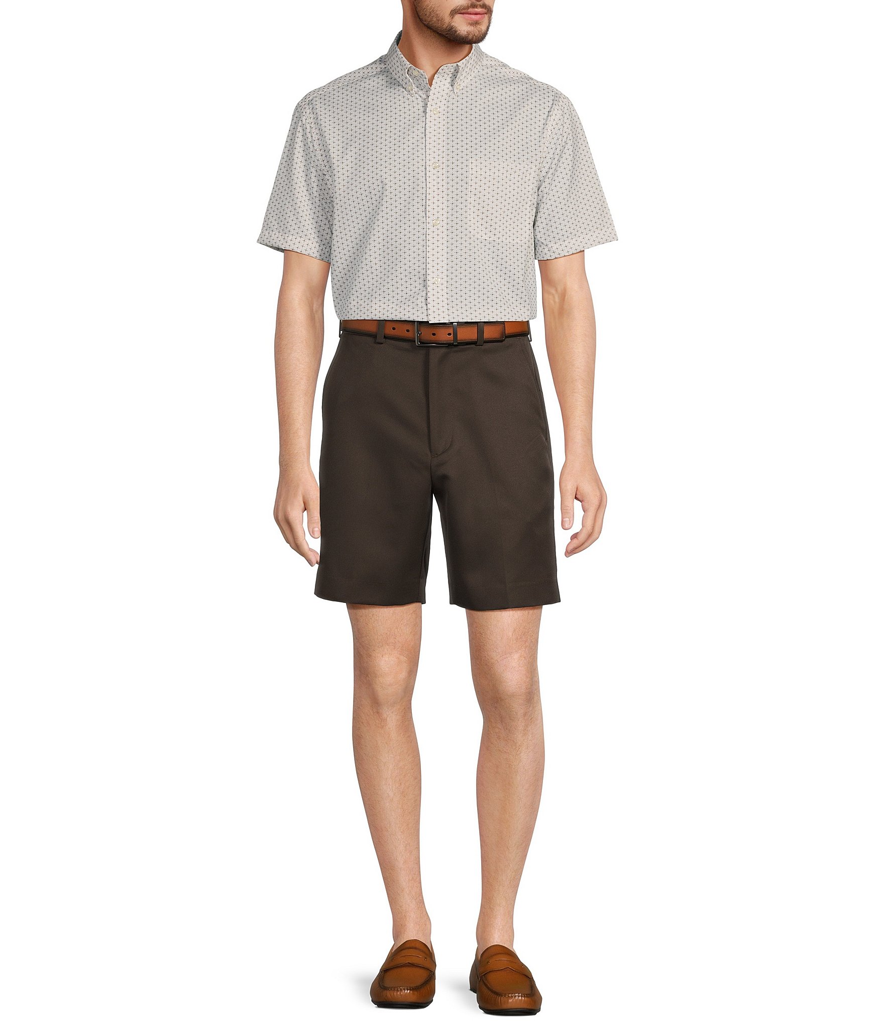 Roundtree & Yorke TravelSmart Classic Fit Flat Front Luxury Microfiber 8#double; Inseam Shorts