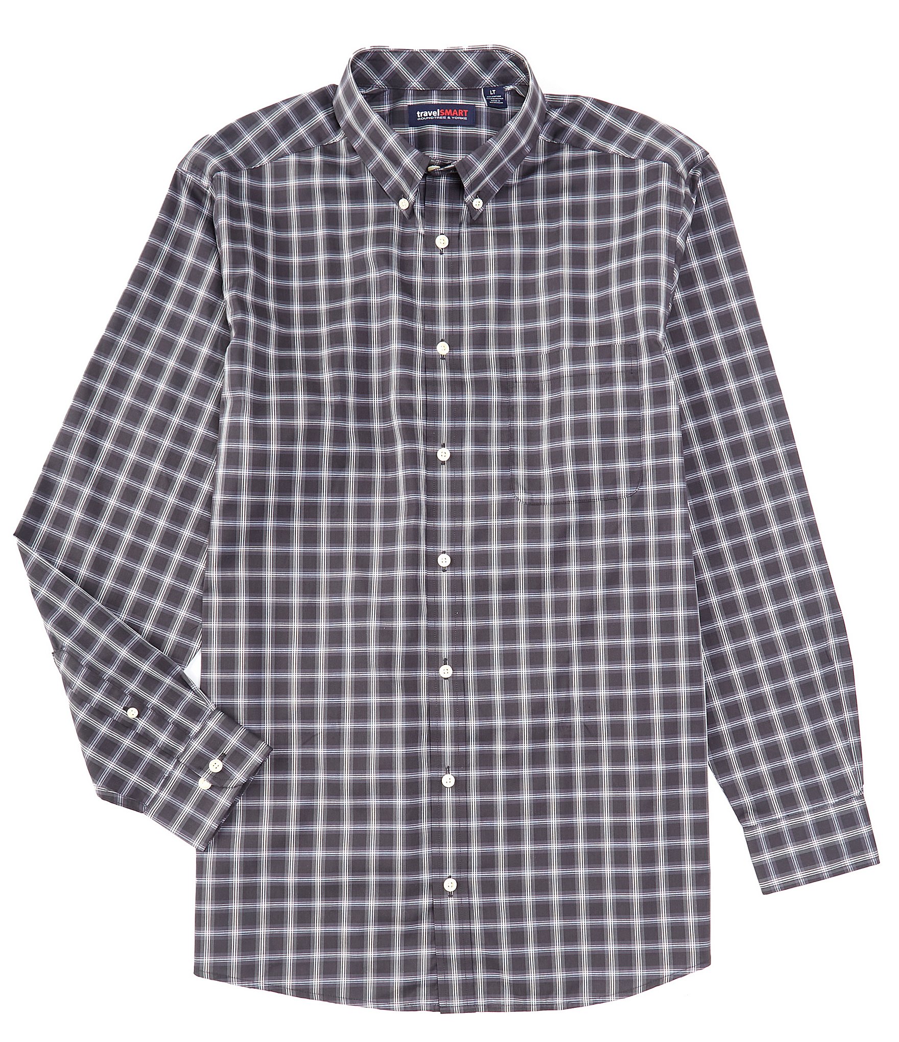 Roundtree & Yorke TravelSmart Easy Care Long Sleeve Small Plaid Sport ...