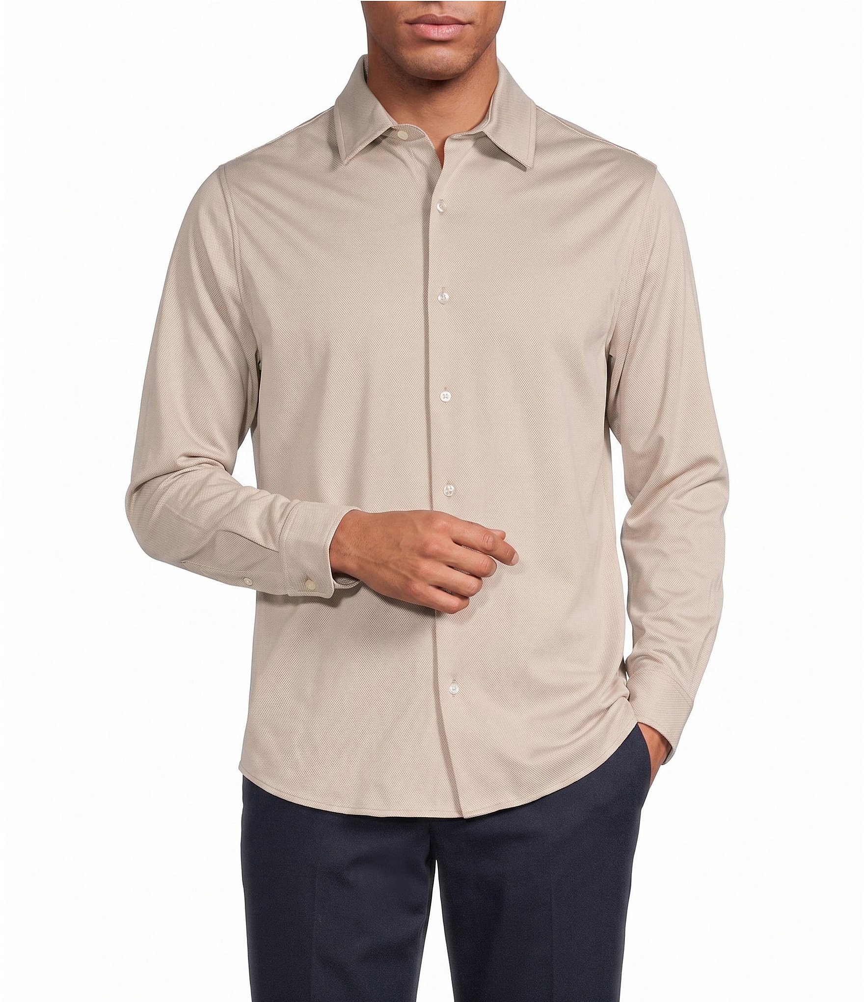 Roundtree & Yorke TravelSmart Easy Care Long Sleeve Solid Button Front Shirt