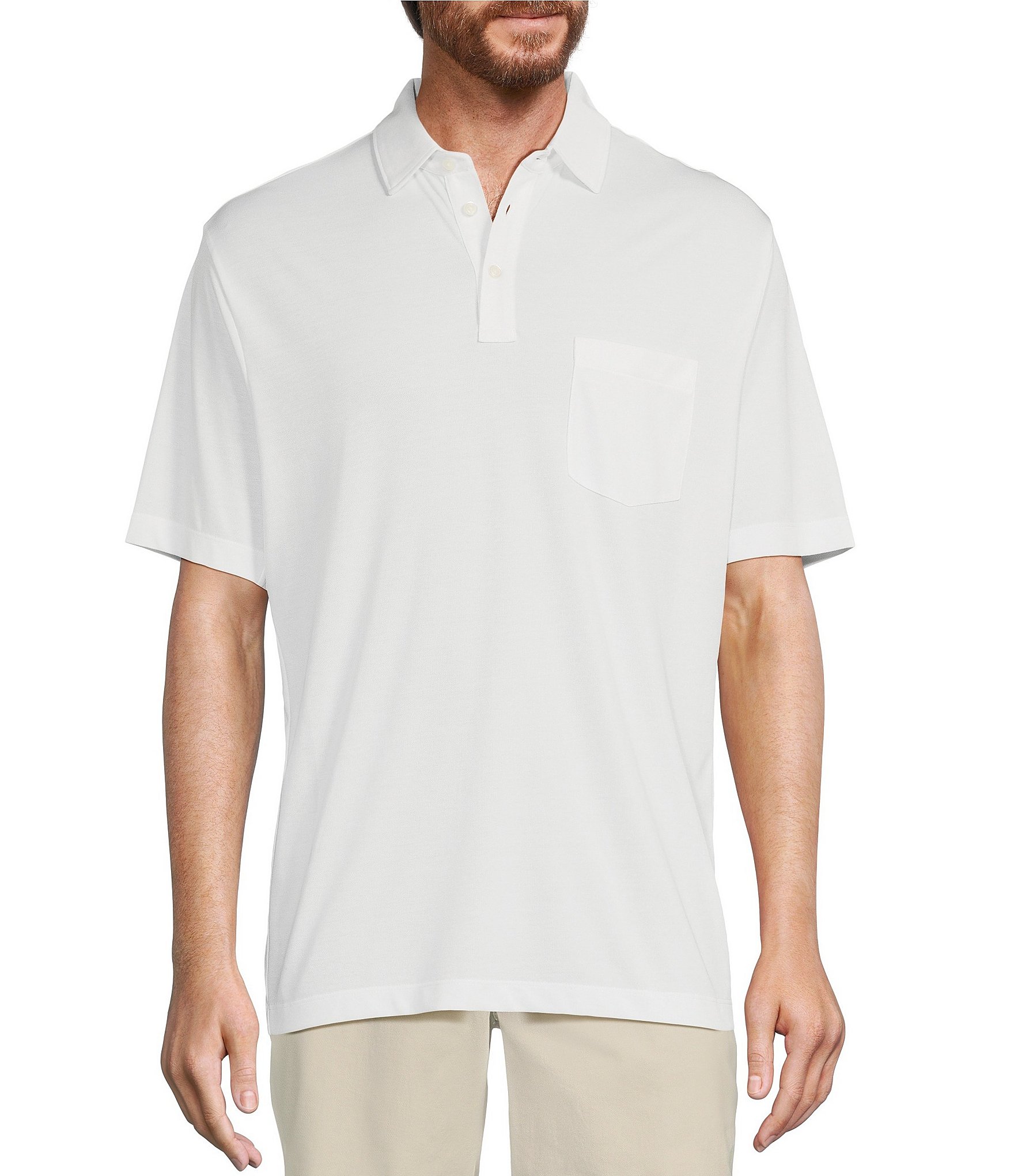 Roundtree & Yorke Performance TravelSmart Easy-Care Short Sleeve Solid Birdseye Polo Shirt