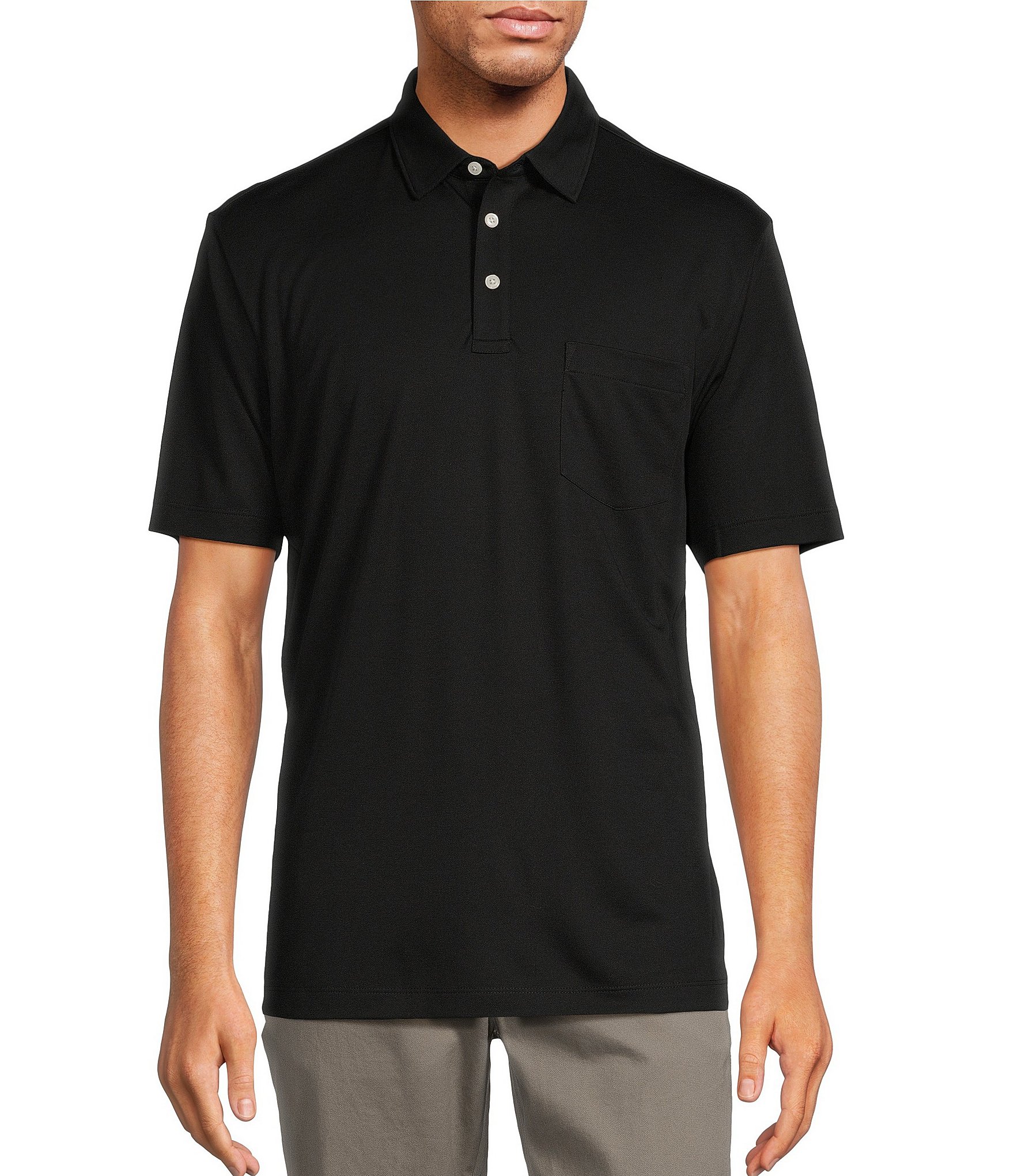 Roundtree & Yorke Performance TravelSmart Easy-Care Short Sleeve Solid Birdseye Polo Shirt