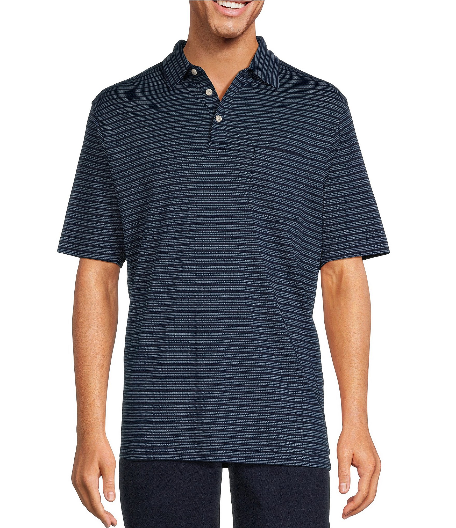 Roundtree & Yorke TravelSmart Easy-Care Performance Short Sleeve Stripe ...