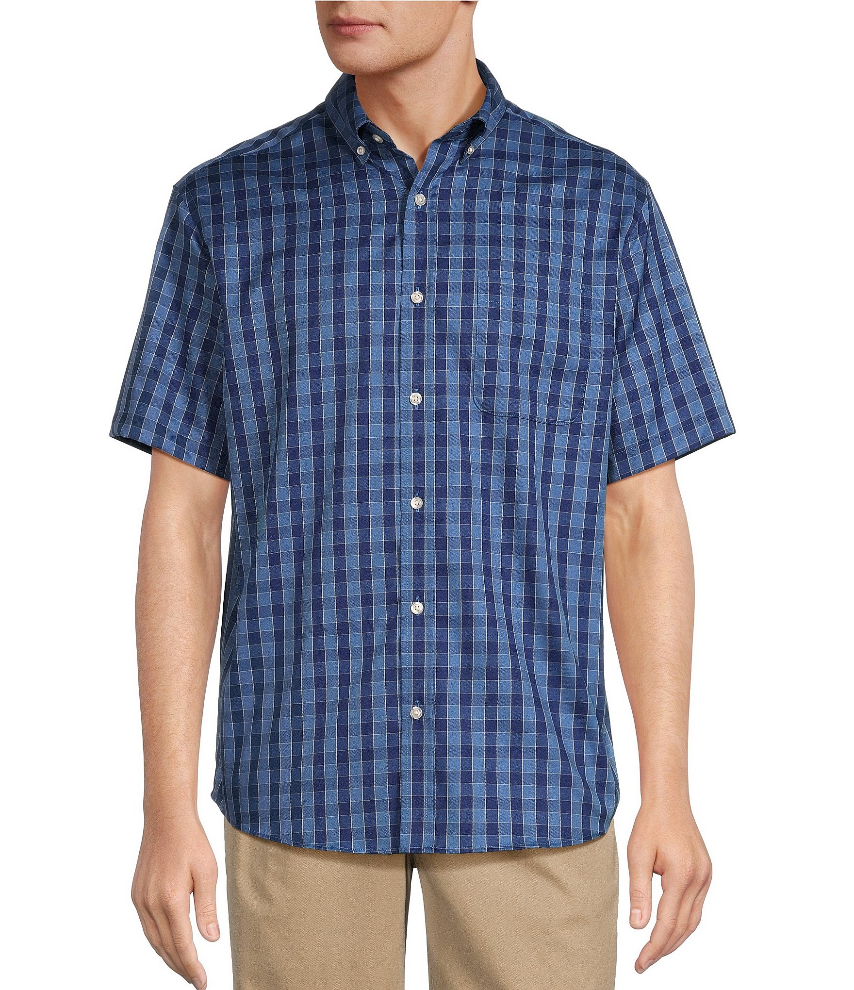 Roundtree & Yorke TravelSmart Easy Care Short Sleeve Medium Checked ...