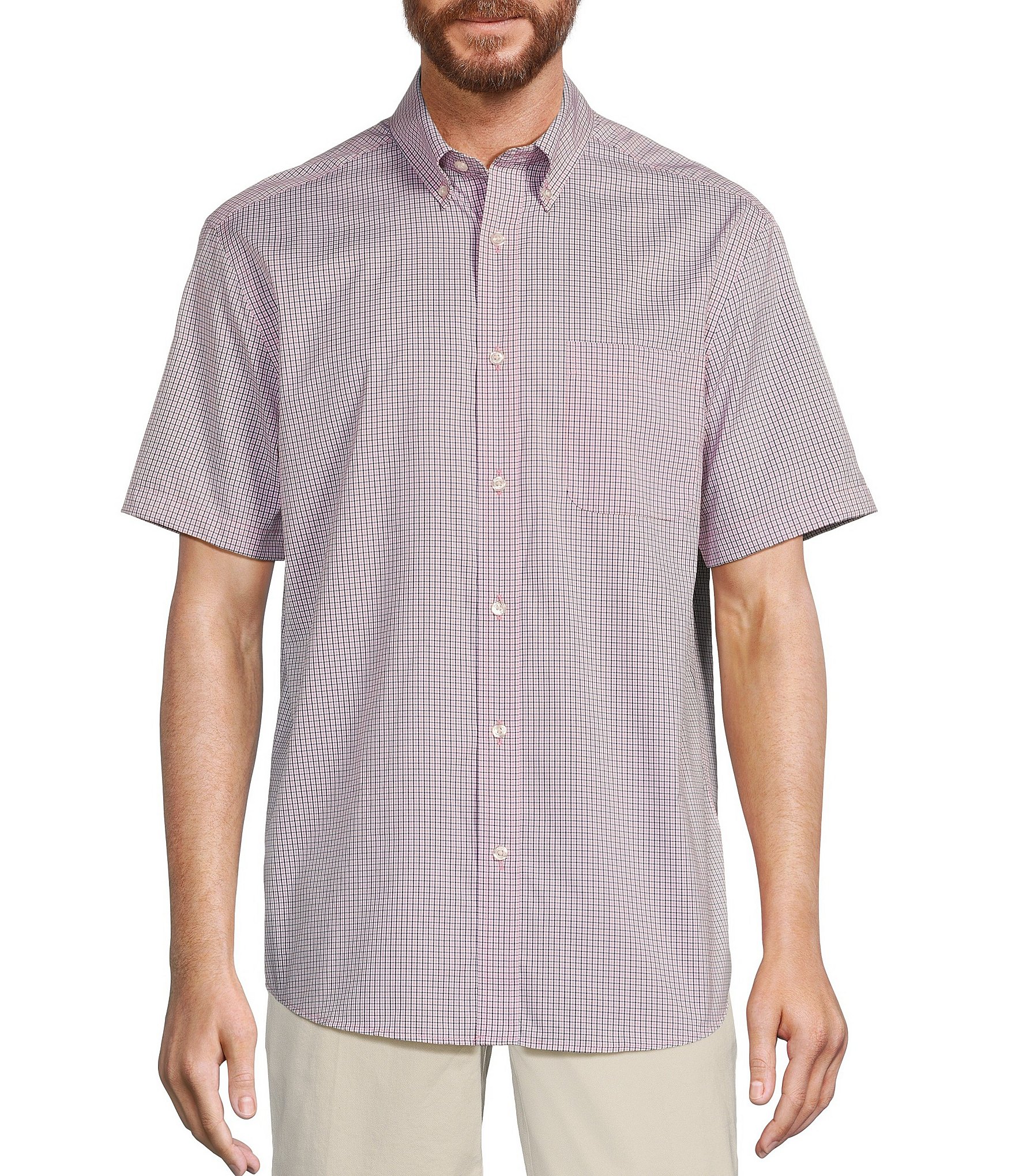 Roundtree & Yorke TravelSmart Easy Care Short Sleeve Small Checked ...