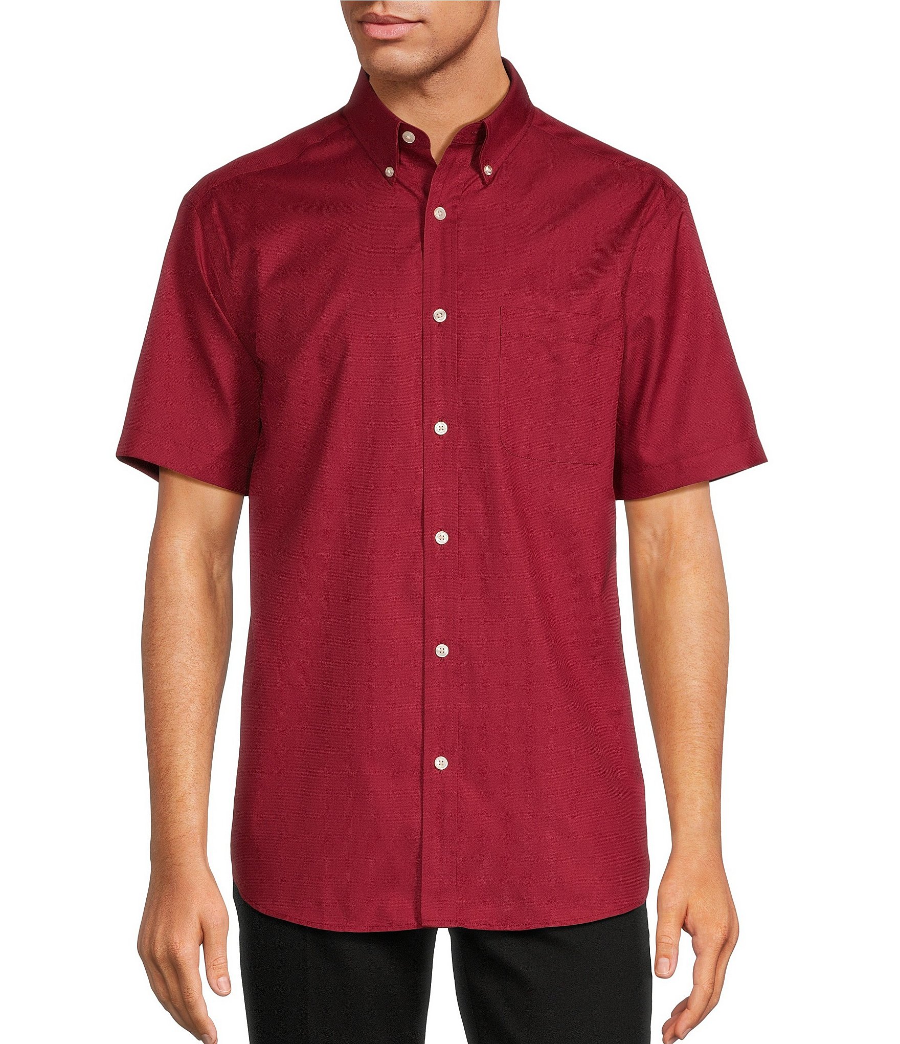 Roundtree & Yorke TravelSmart Easy Care Short Sleeve Solid Dobby Sport ...