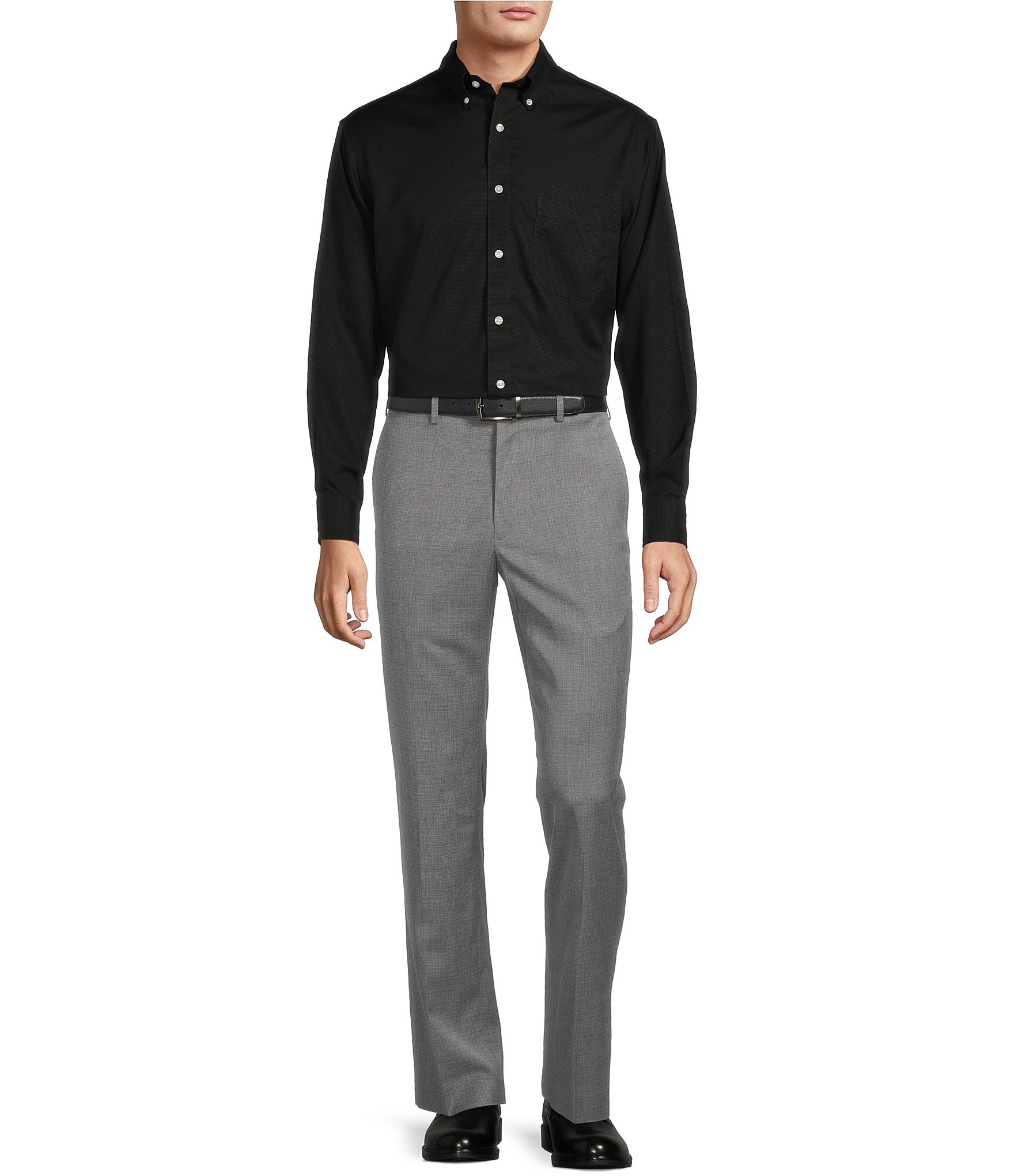 Roundtree & Yorke TravelSmart Luxury Gabardine Ultimate Comfort Straight Fit Non-Iron Flat Front Dress Pants
