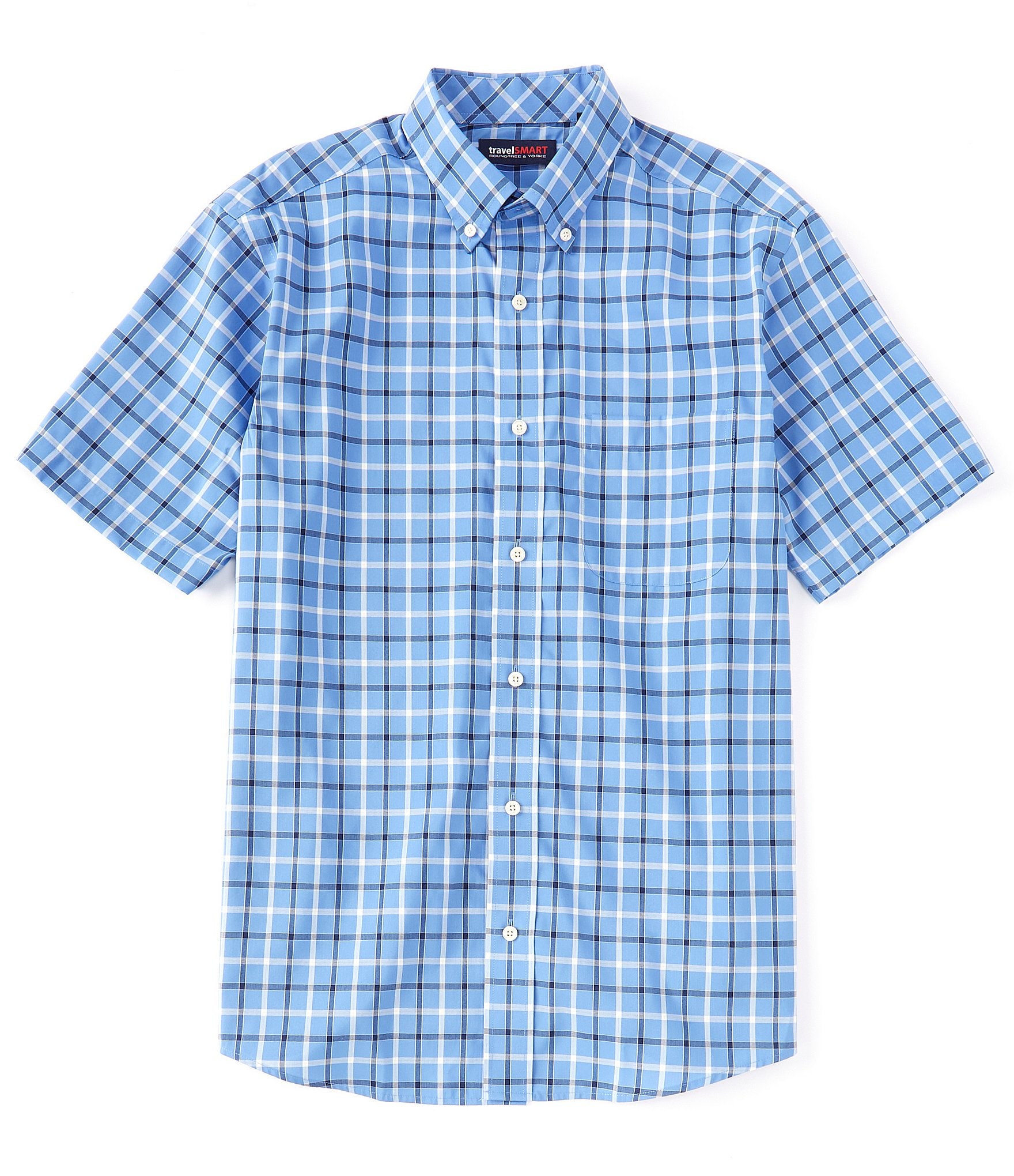 Roundtree & Yorke TravelSmart Short-Sleeve Plaid Sport Shirt | Dillard's