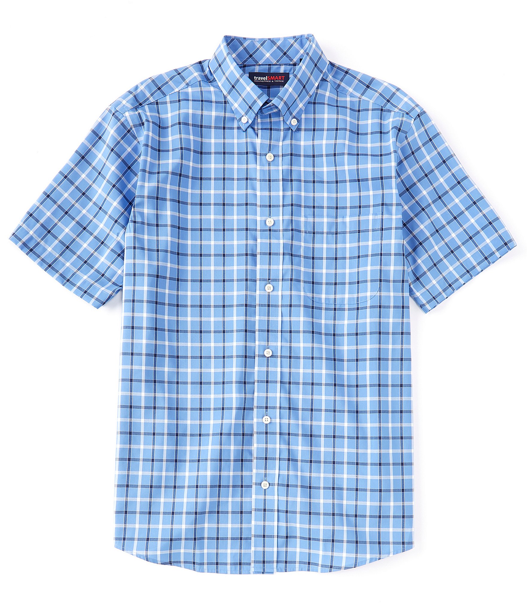 Roundtree & Yorke TravelSmart Short-Sleeve Plaid Sport Shirt | Dillard's