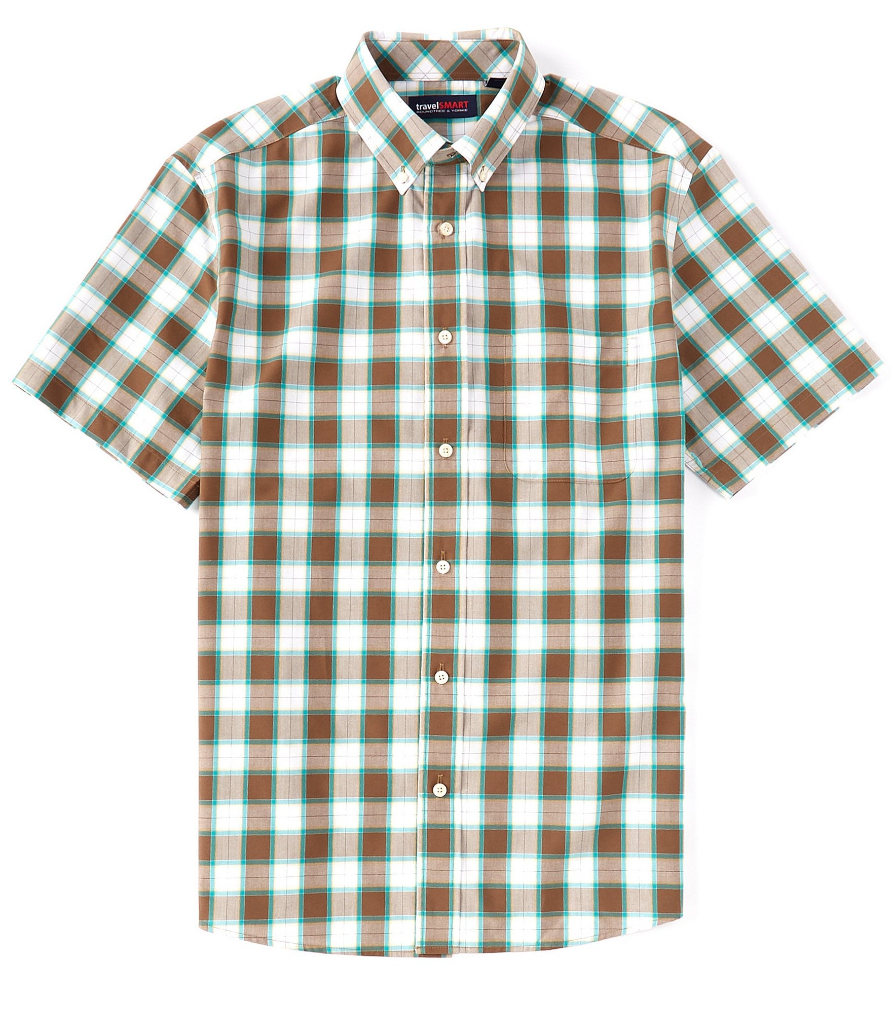 Roundtree & Yorke TravelSmart Short Sleeve Plaid Sport Shirt | Dillard's
