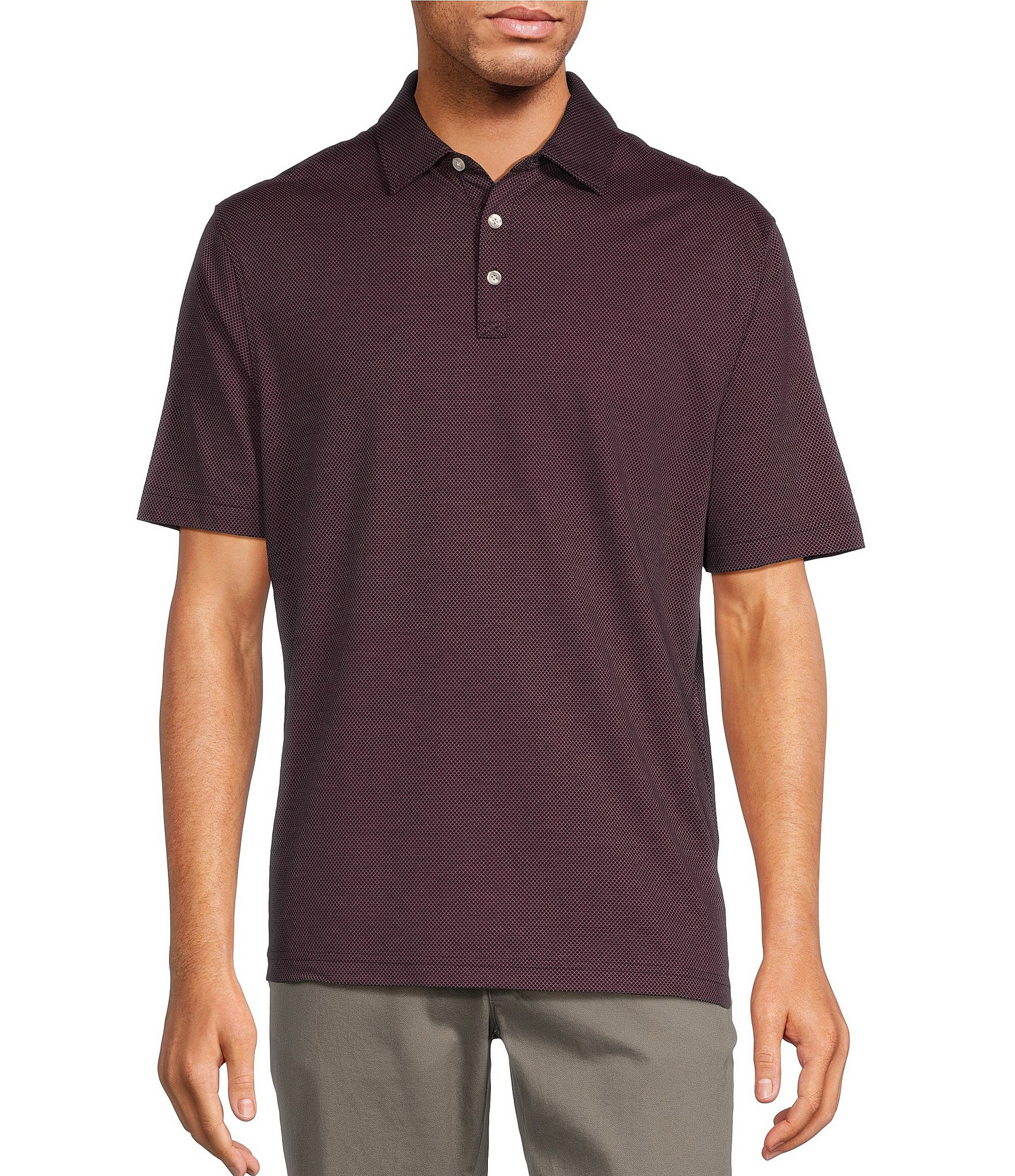 Roundtree & Yorke TravelSmart Short Sleeve Solid Jacquard Polo Shirt