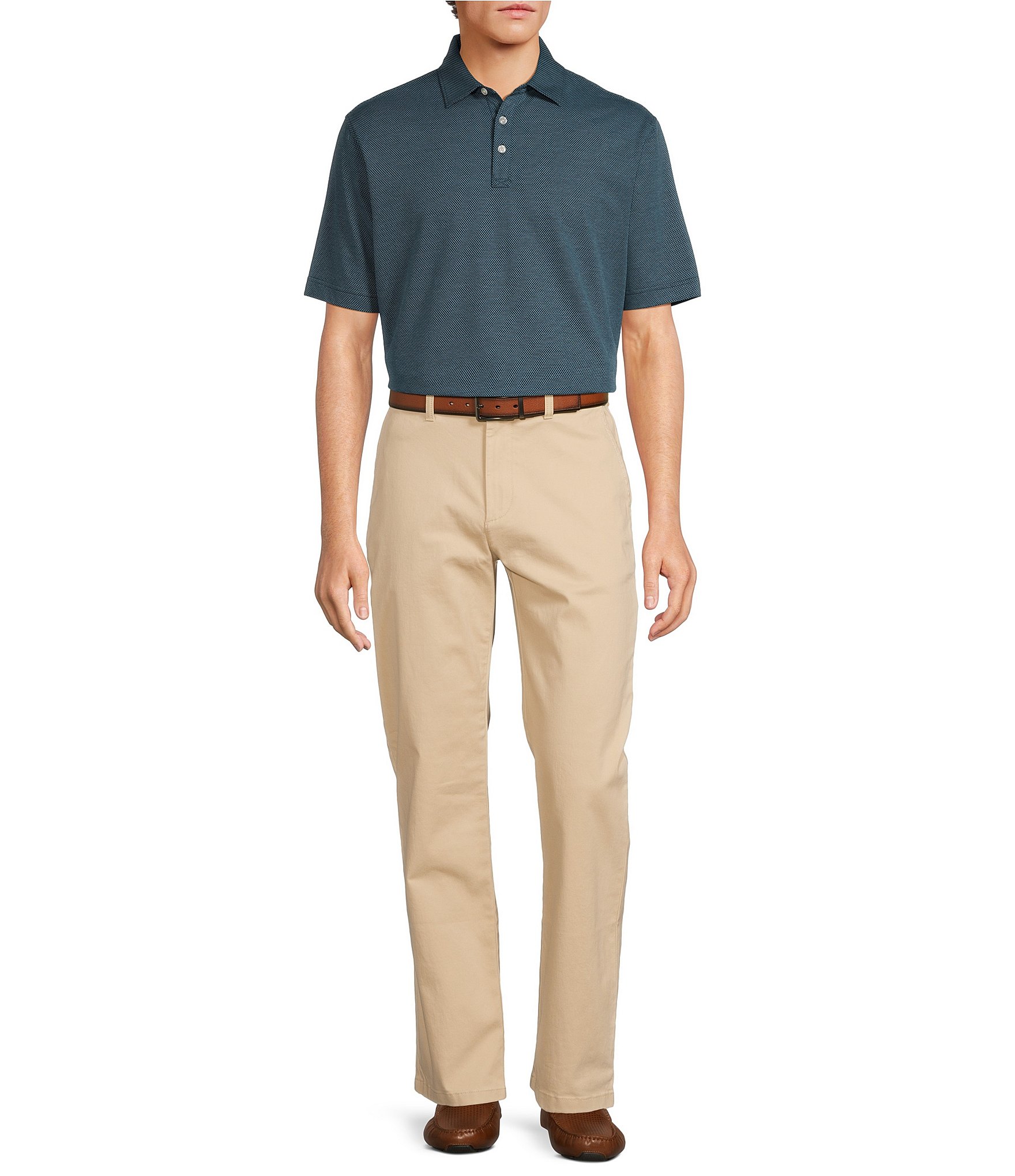 Roundtree & Yorke TravelSmart Short Sleeve Solid Jacquard Polo Shirt