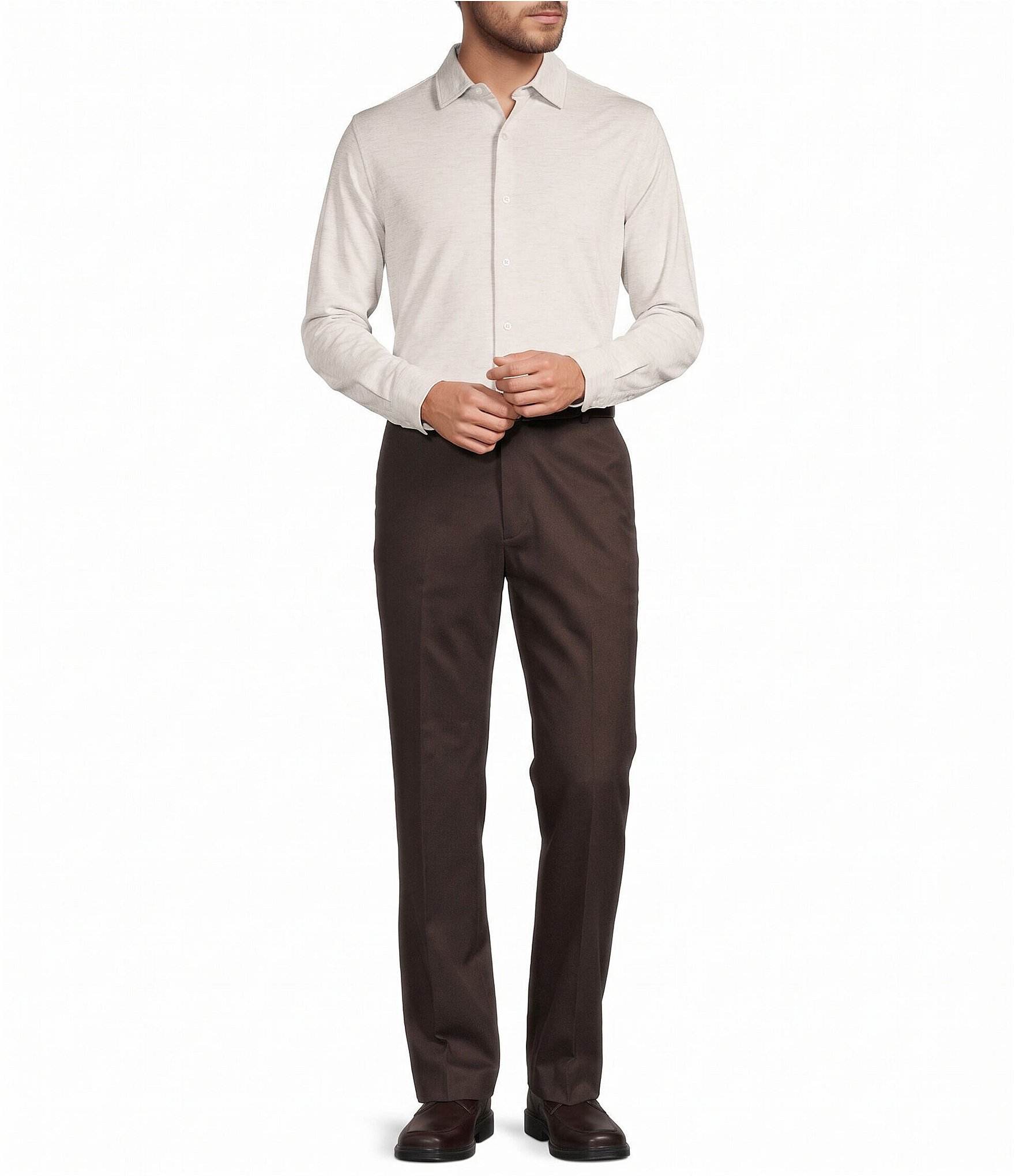 Roundtree & Yorke TravelSmart Ultimate Performance Classic Fit Flat Front Non-Iron Chino Pants