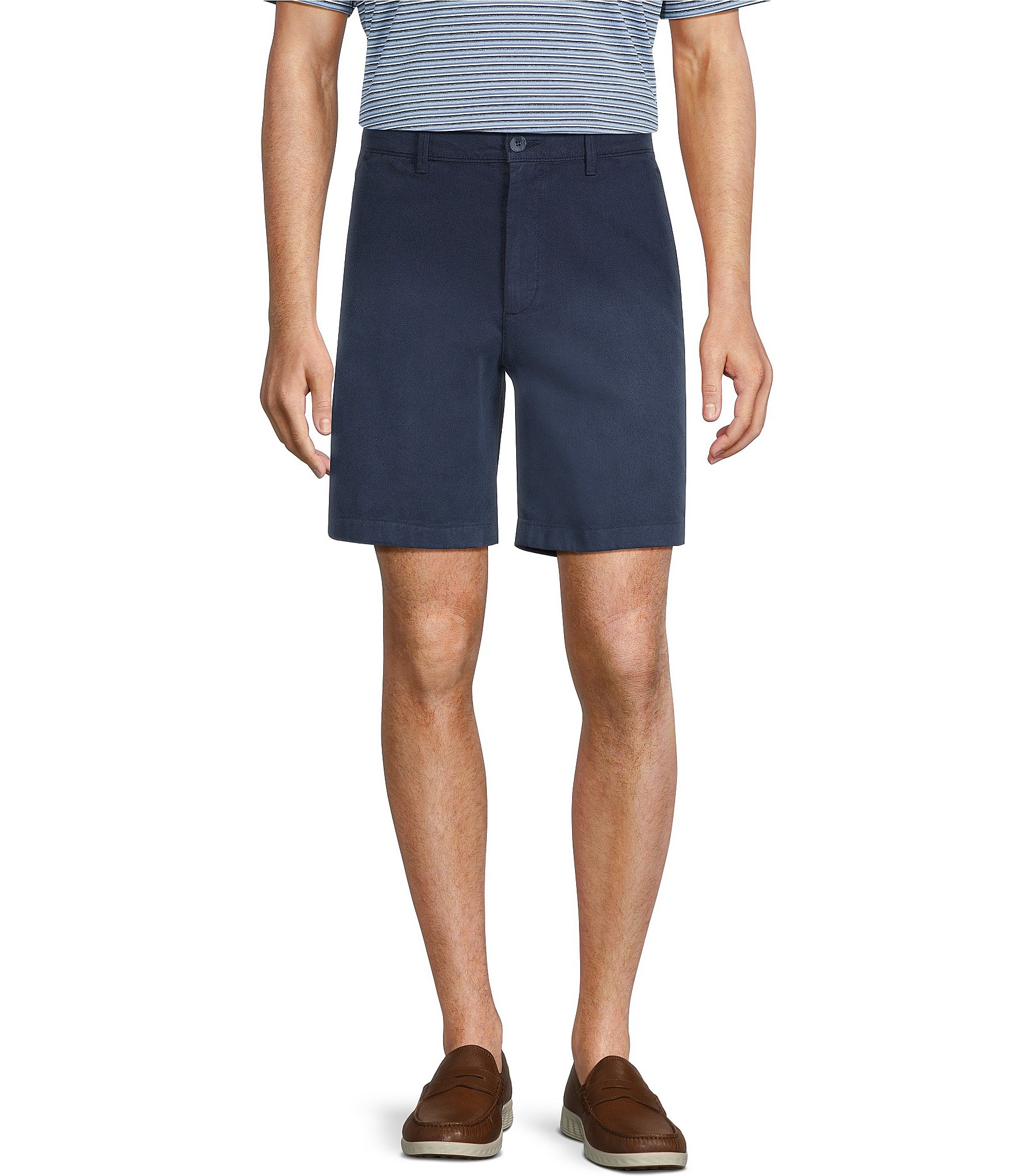 Roundtree & Yorke True Blue 8#double; Inseam Classic Flat Front Dip Dye Pull On Shorts