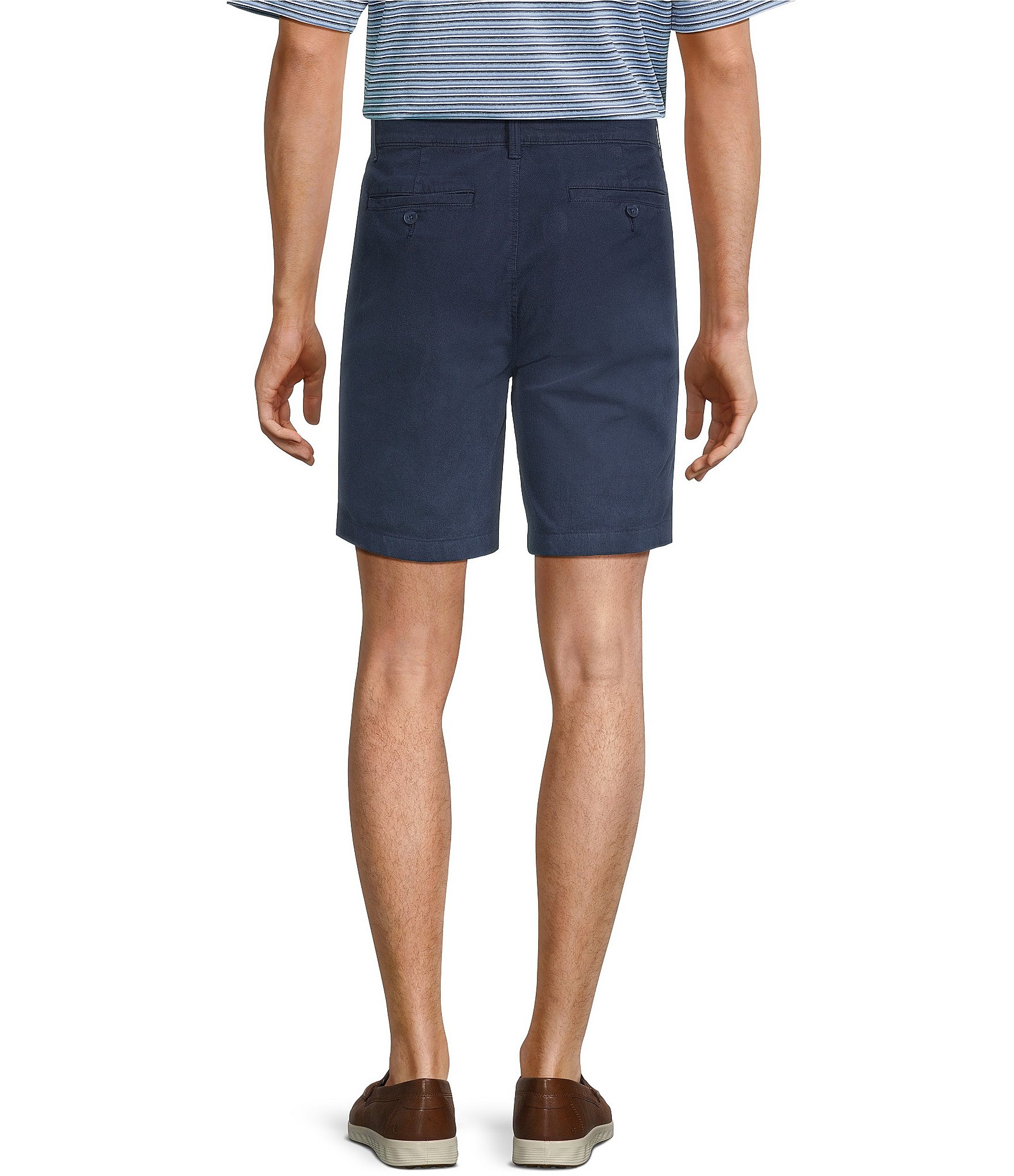 Roundtree & Yorke True Blue 8#double; Inseam Classic Flat Front Dip Dye Pull On Shorts