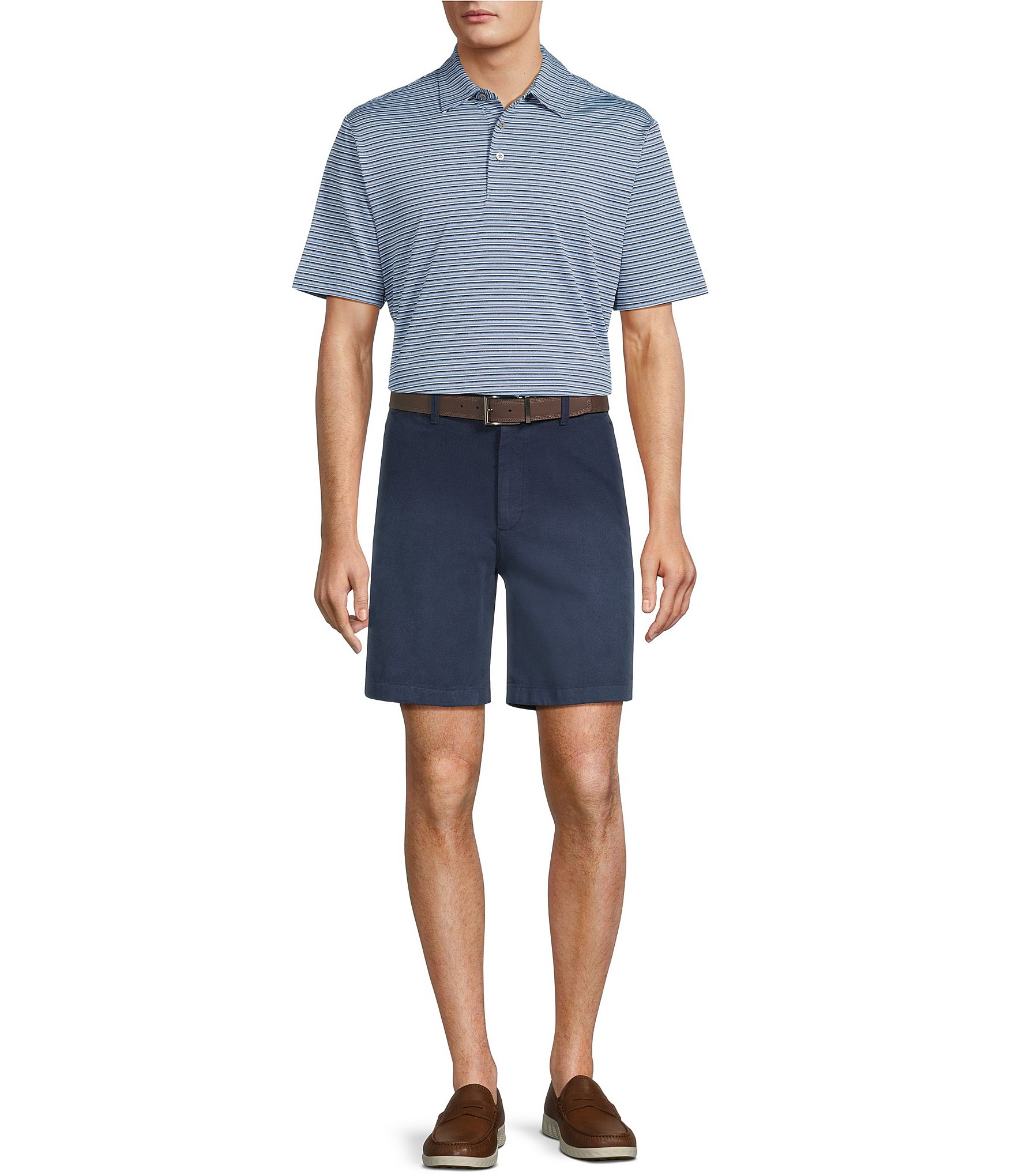 Roundtree & Yorke True Blue 8#double; Inseam Classic Flat Front Dip Dye Pull On Shorts
