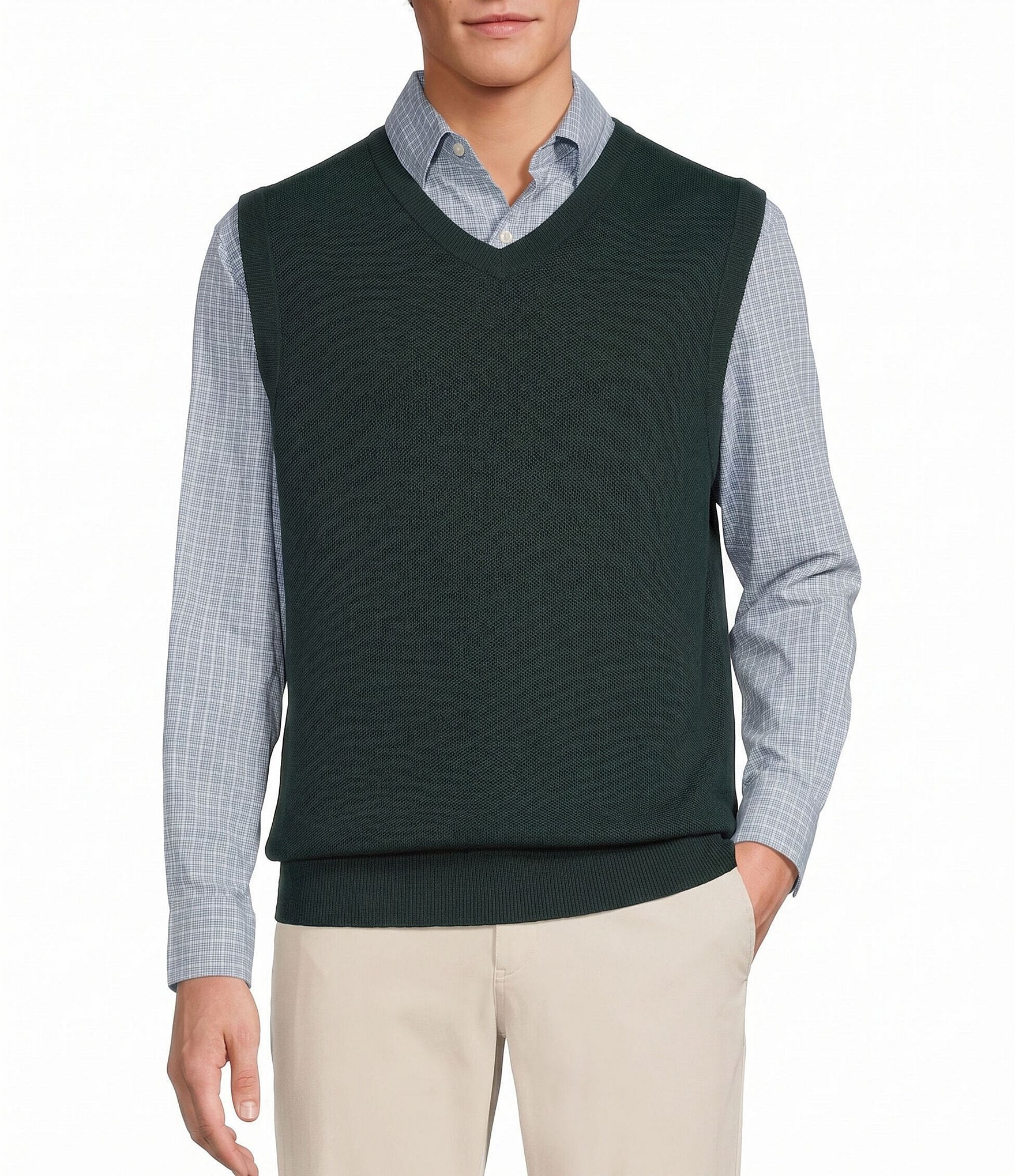 Roundtree & Yorke V-Neck Solid Sweater Vest