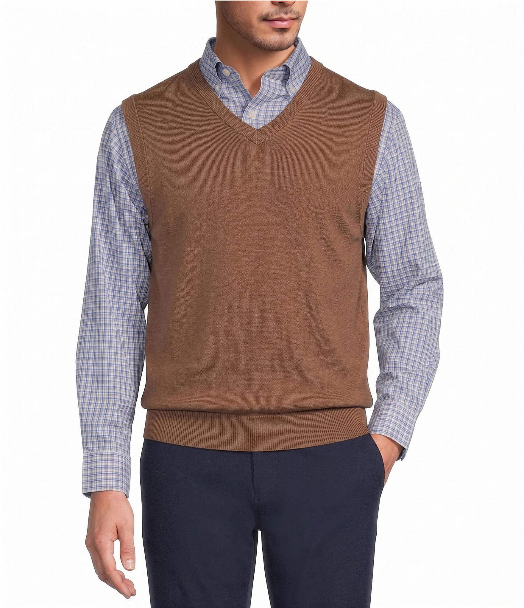 Roundtree & Yorke V-Neck Solid Sweater Vest