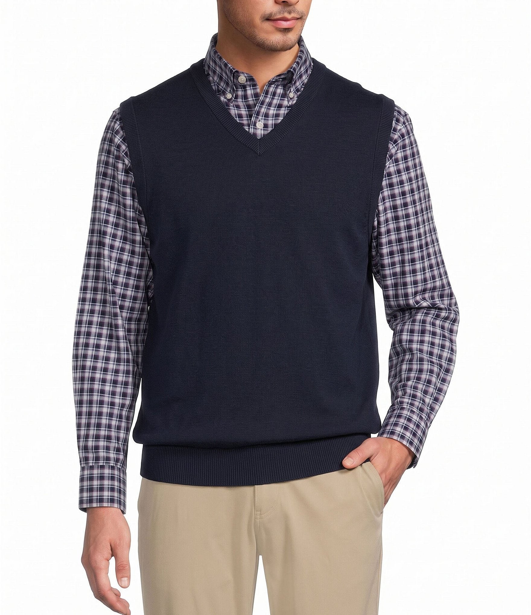 Roundtree & Yorke V-Neck Solid Sweater Vest