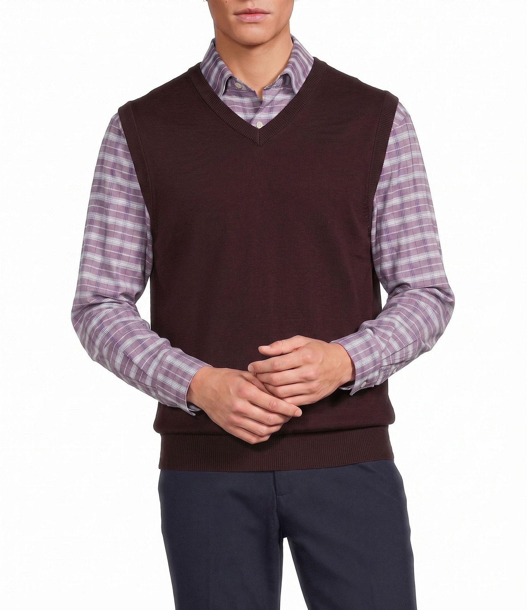 Roundtree & Yorke V-Neck Solid Sweater Vest