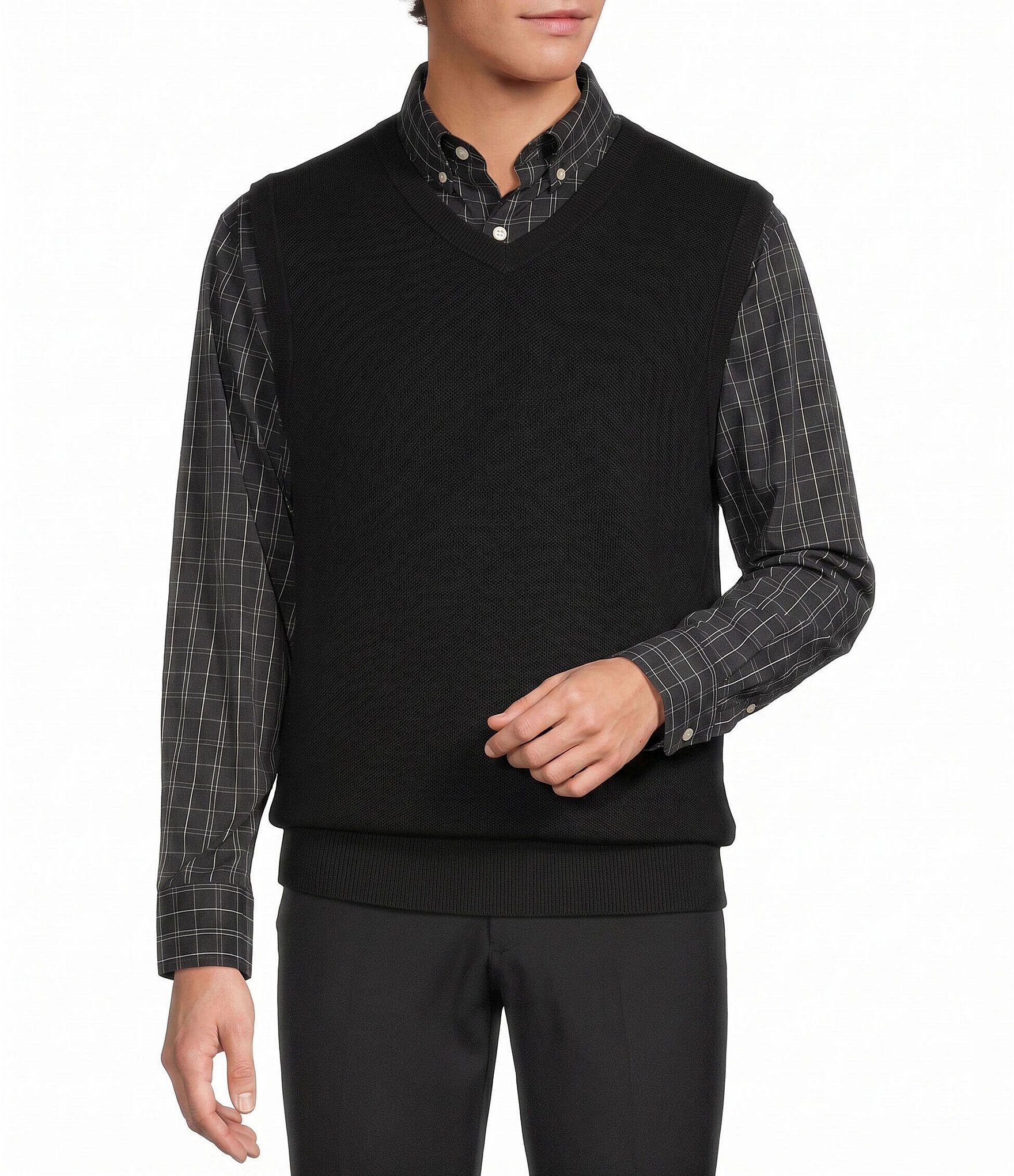 Roundtree & Yorke V-Neck Solid Sweater Vest