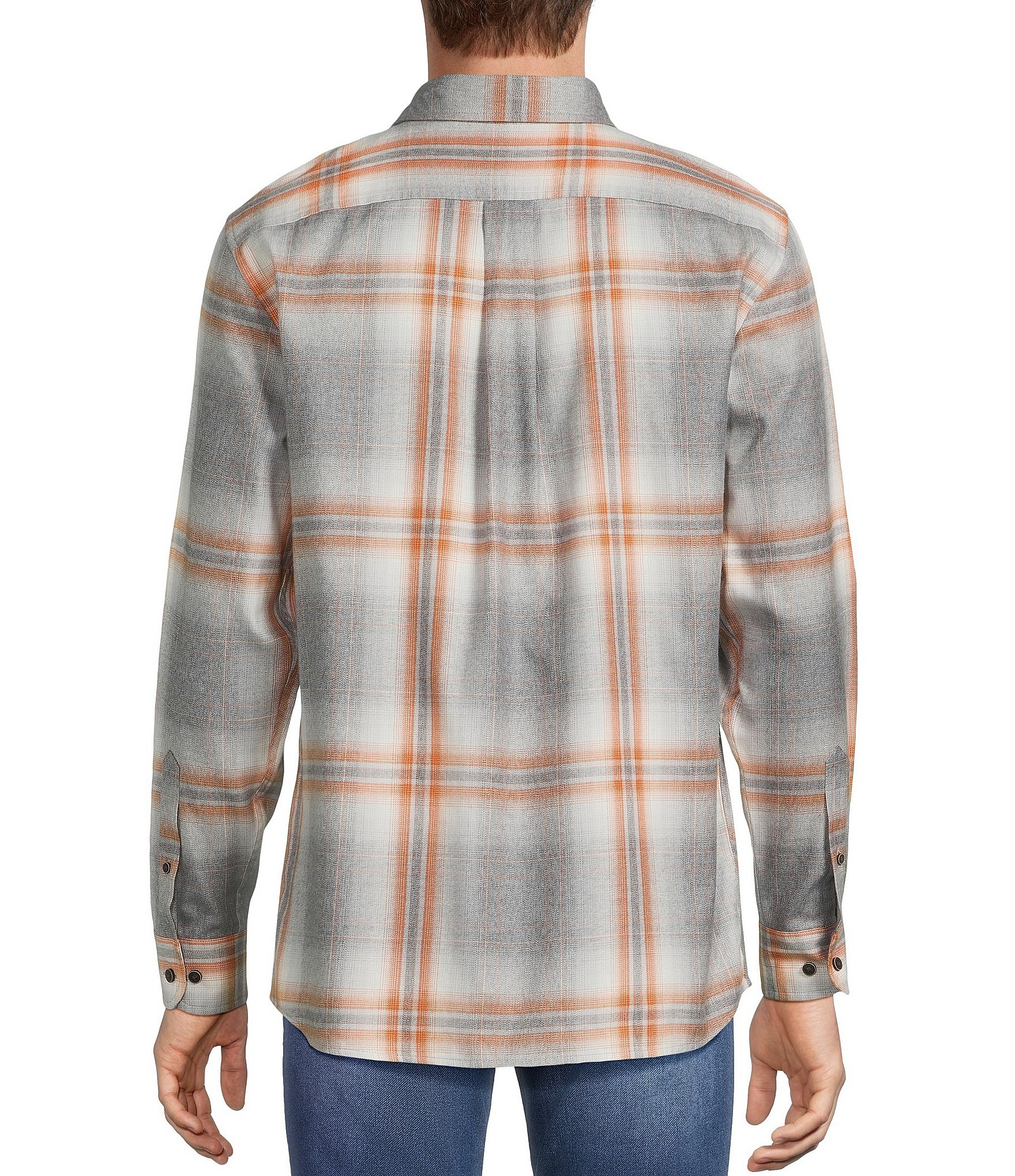Rowm Big & Tall Long Sleeve 2 Pocket Jaspe Large Plaid Button-Down Sport Shirt