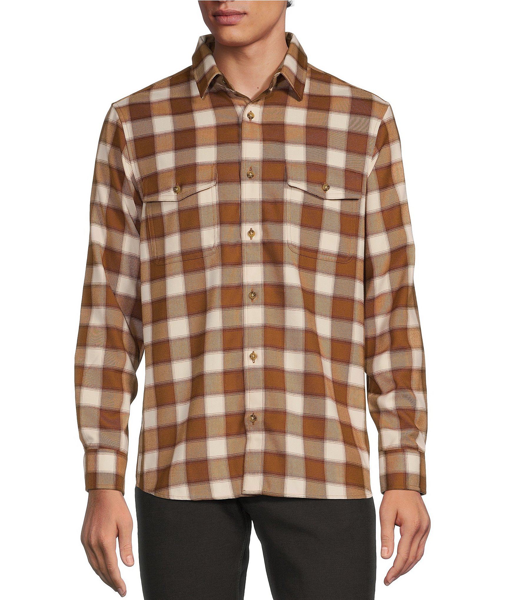 Rowm Big & Tall Long Sleeve Jaspe Small Buffalo Plaid Button Down Shirt ...